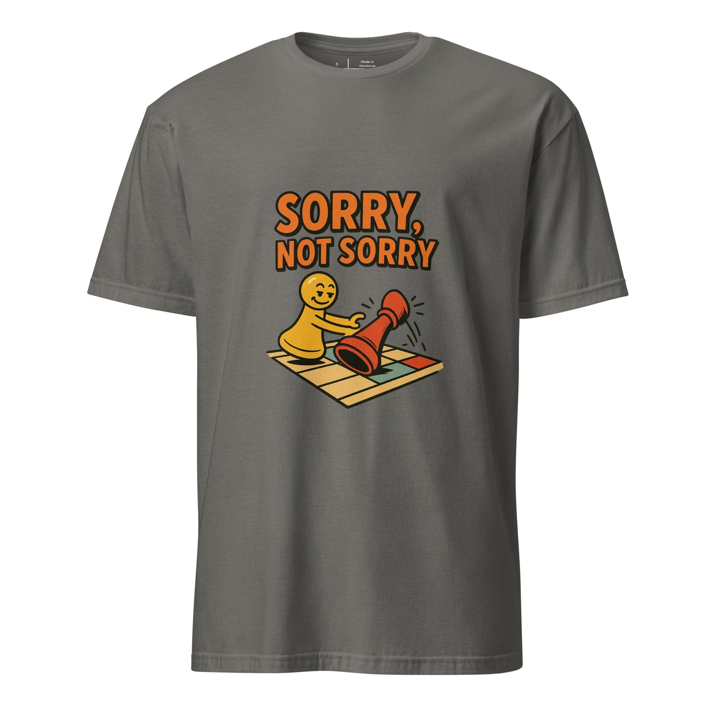 Sorry Not Sorry – Bold Attitude - Short-Sleeve Unisex T-Shirt - Graphic Tee -  Charcoal - Front