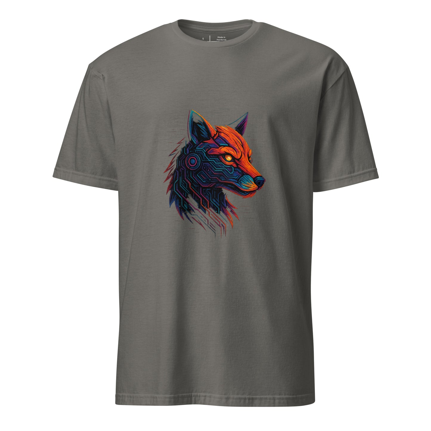  Cyber Fox – Neon Trickster - Short-Sleeve Unisex T-Shirt - Graphic Tee - Charcoal - Front
