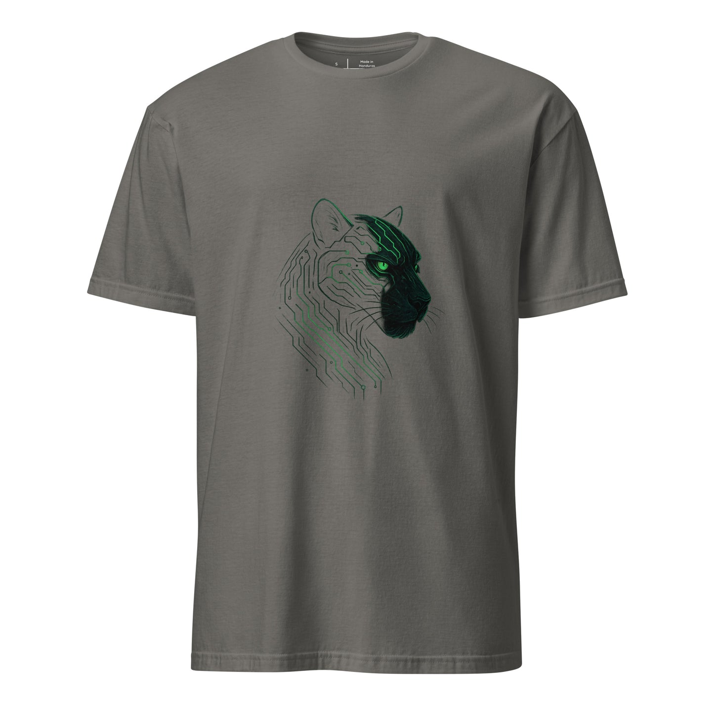 The Circuit Panther – Shadow & Circuitry - Short-Sleeve Unisex T-Shirt - Graphic Tee - Charcoal - Front 