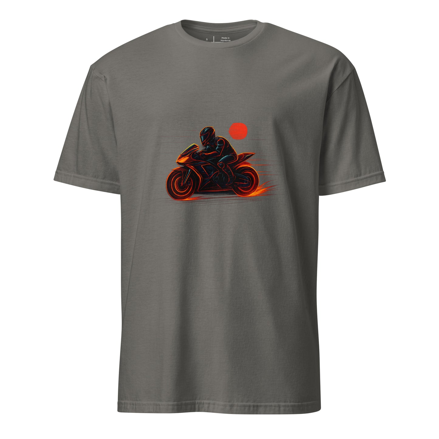 Neon Rider – Blaze Through the Digital Highway - Short-Sleeve Unisex T-Shirt - Graphic Tee - Charcoal - Front