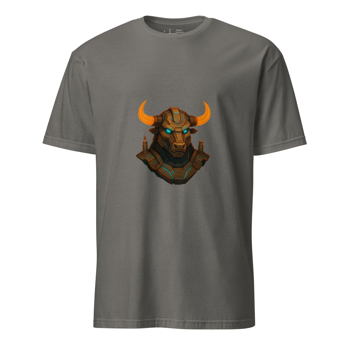 Techno Minotaur – Cyber Beast - Short-Sleeve Unisex T-Shirt - Graphic Tee - Charcoal - Front