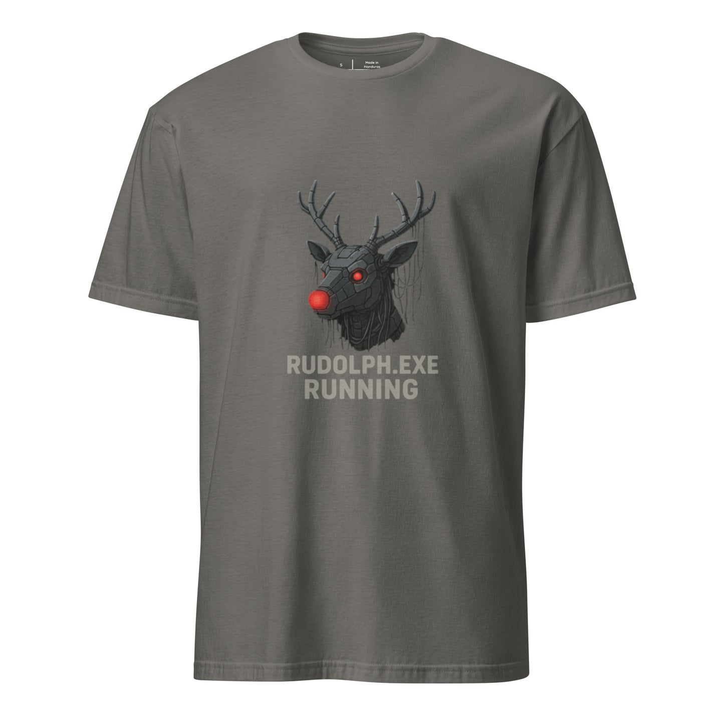 Rudolph.exe - Robotic Reindeer - Short-Sleeve Unisex T-Shirt - Graphic Tee - Charcoal - Front