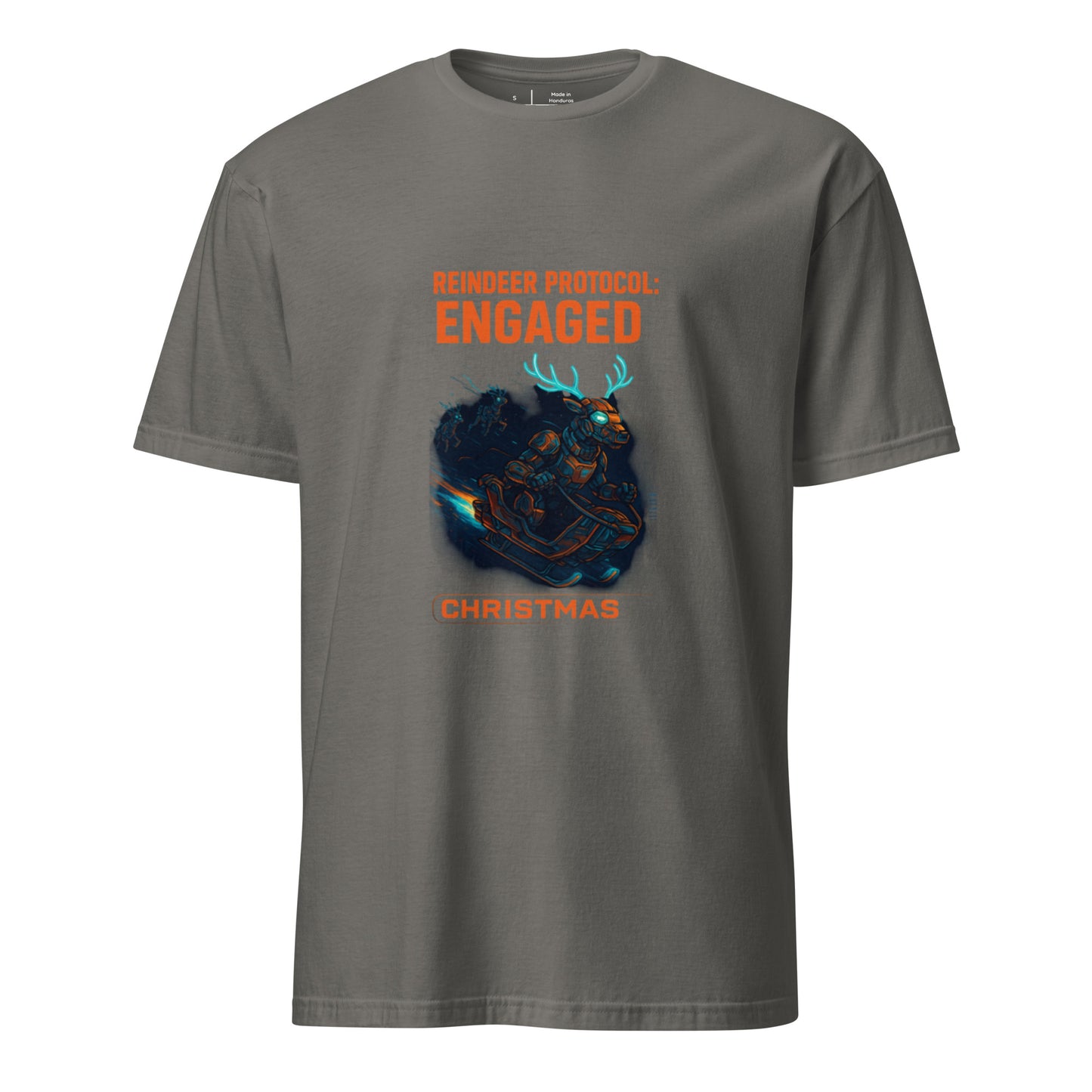 Mecha Reindeer Squadron - Short-Sleeve Unisex T-Shirt - Graphic Tee - Charcoal - Front