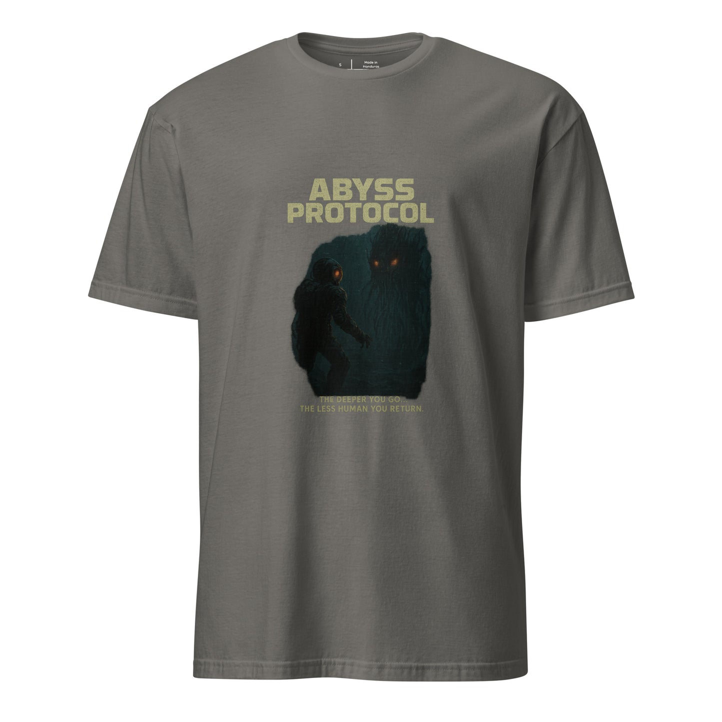 Abyss Protocol - Dark Confrontation - Short-Sleeve Unisex T-Shirt - Graphic Tee - Charcoal - Front