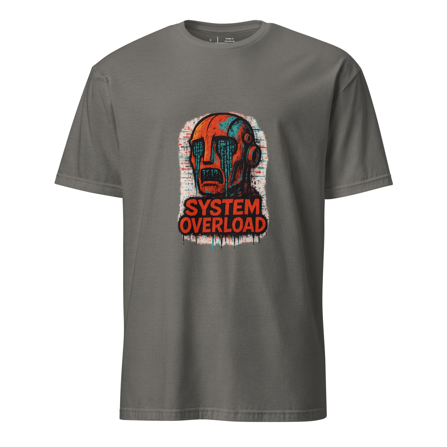 System Overload - Grunge Graffiti - Short-Sleeve Unisex T-Shirt - Graphic Tee - Charcoal - Front