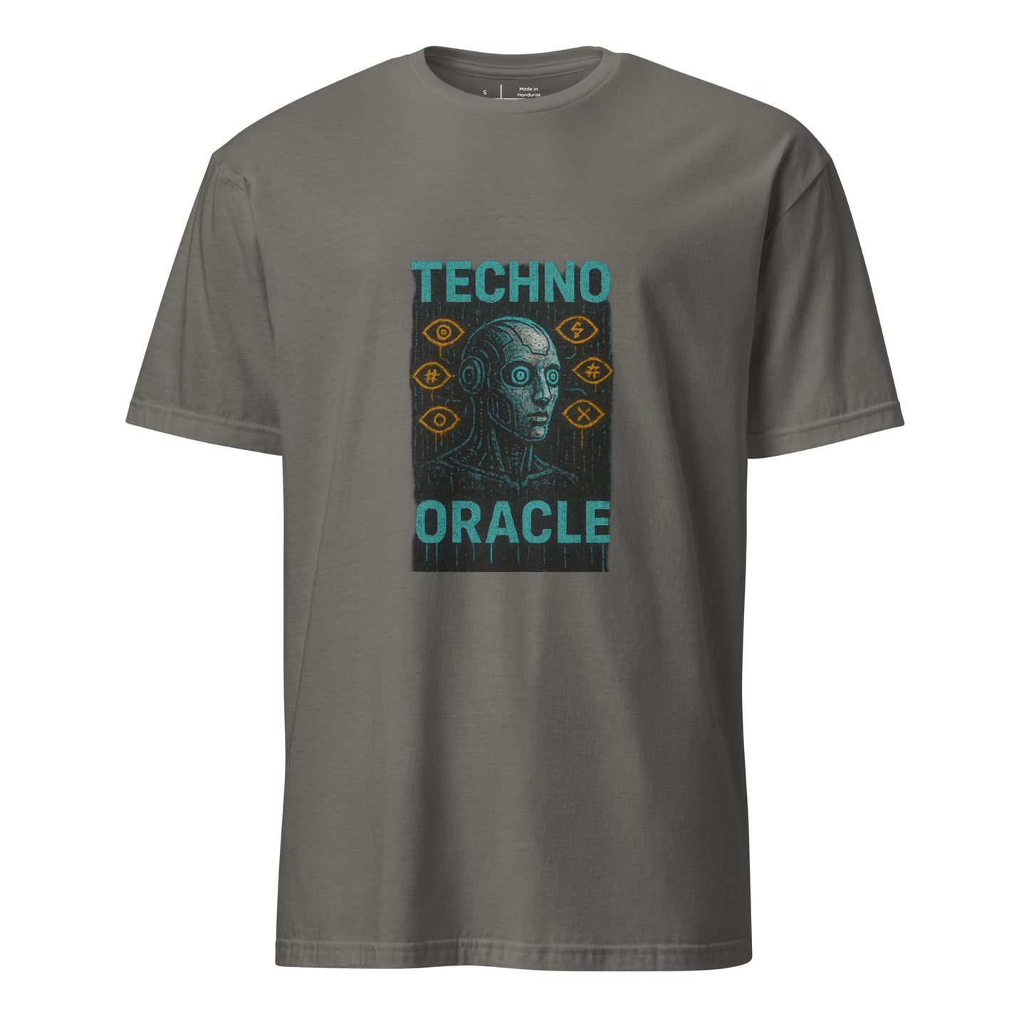 Techno Oracle - Urban Futurism - Short-Sleeve Unisex T-Shirt - Graphic Tee - Charcoal - Front