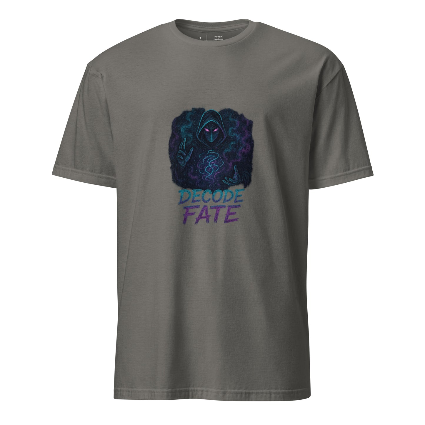 The Etherpunk Oracle - Digital Seer - Short-Sleeve Unisex T-Shirt - Graphic Tee - Charcoal - Front