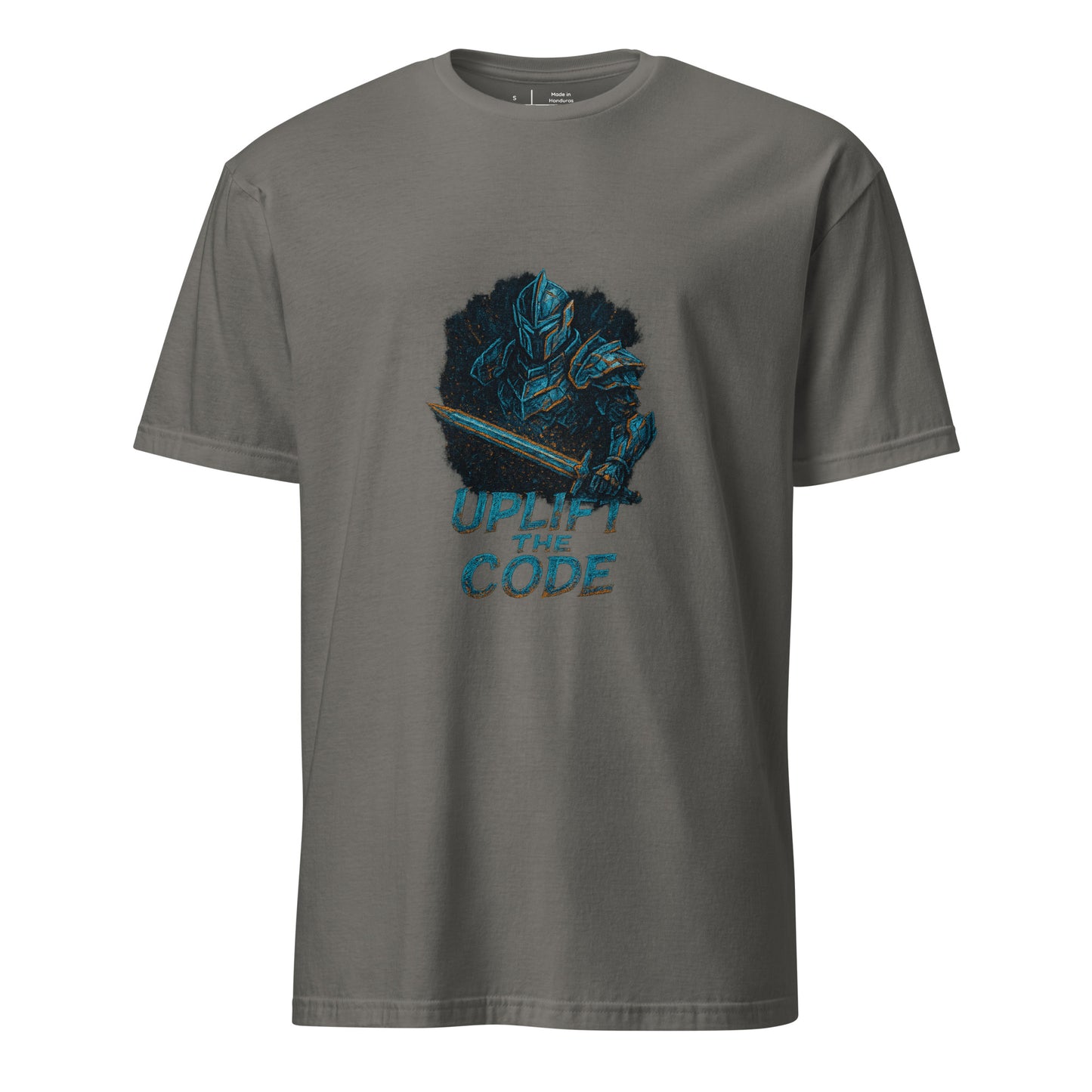 Synthex Crusader - Techno Knight - Short-Sleeve Unisex T-Shirt - Graphic Tee - Charcoal - Front