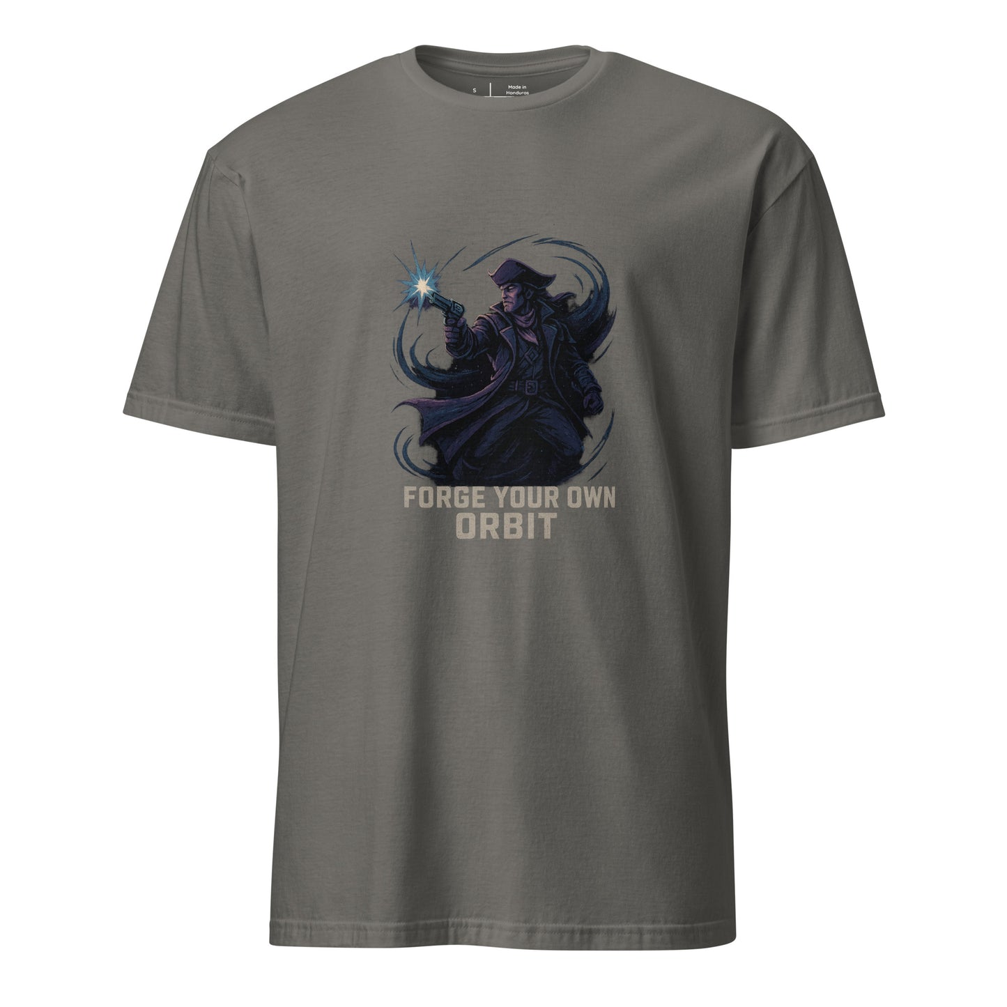 Astral Rift Corsair – “Forge Your Own Orbit.” - Short-Sleeve Unisex T-Shirt - Graphic Tee - Charcoal - Front