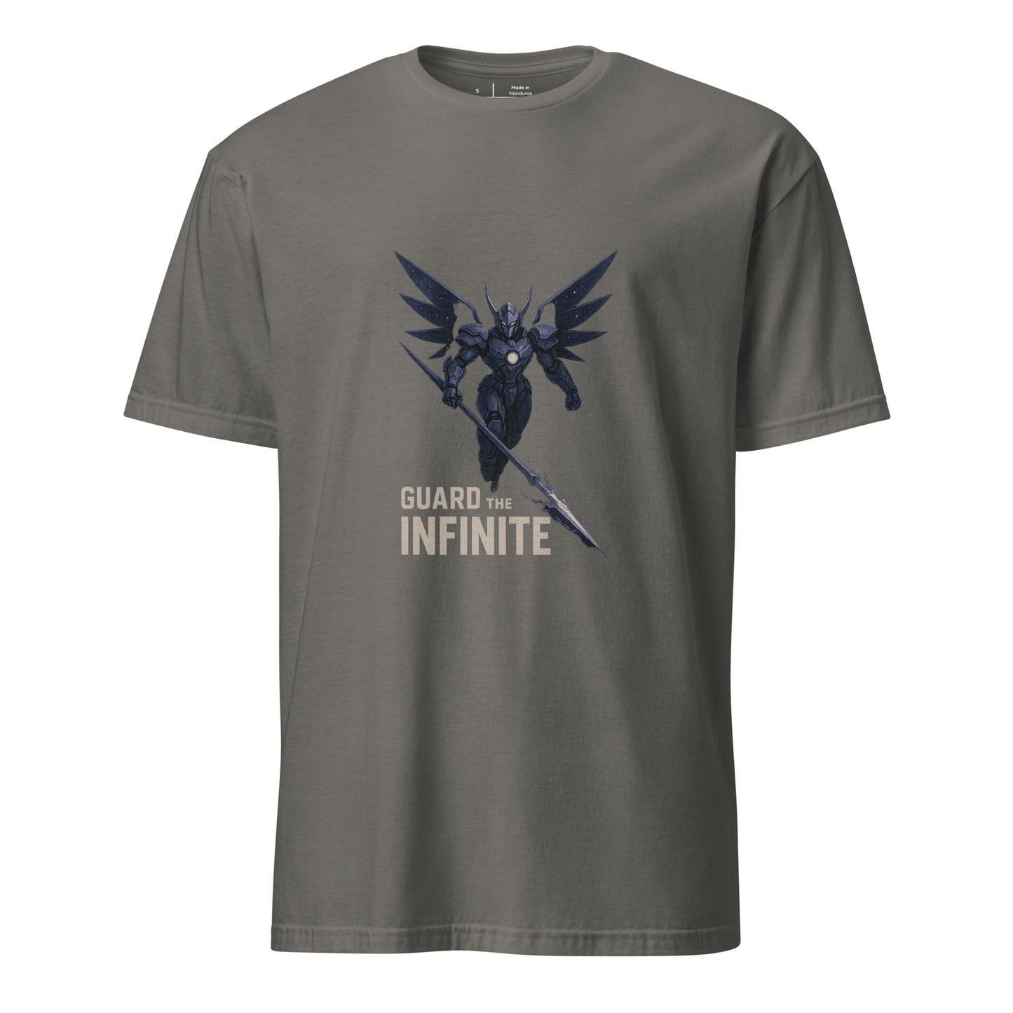 Void Seraph Enforcer – “Guard the Infinite.” - Short-Sleeve Unisex T-Shirt - Graphic Tee - Charcoal - Front