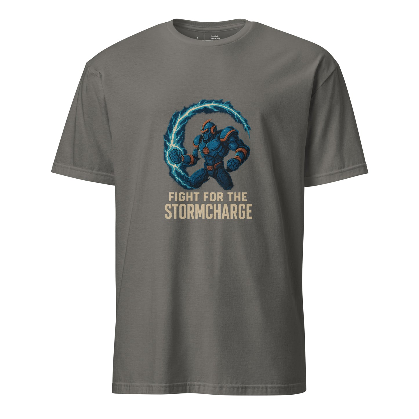 Arcstorm Gladiator – “Fight for the Stormcharge.” - Short-Sleeve Unisex T-Shirt - Graphic Tee - Charcoal - Front