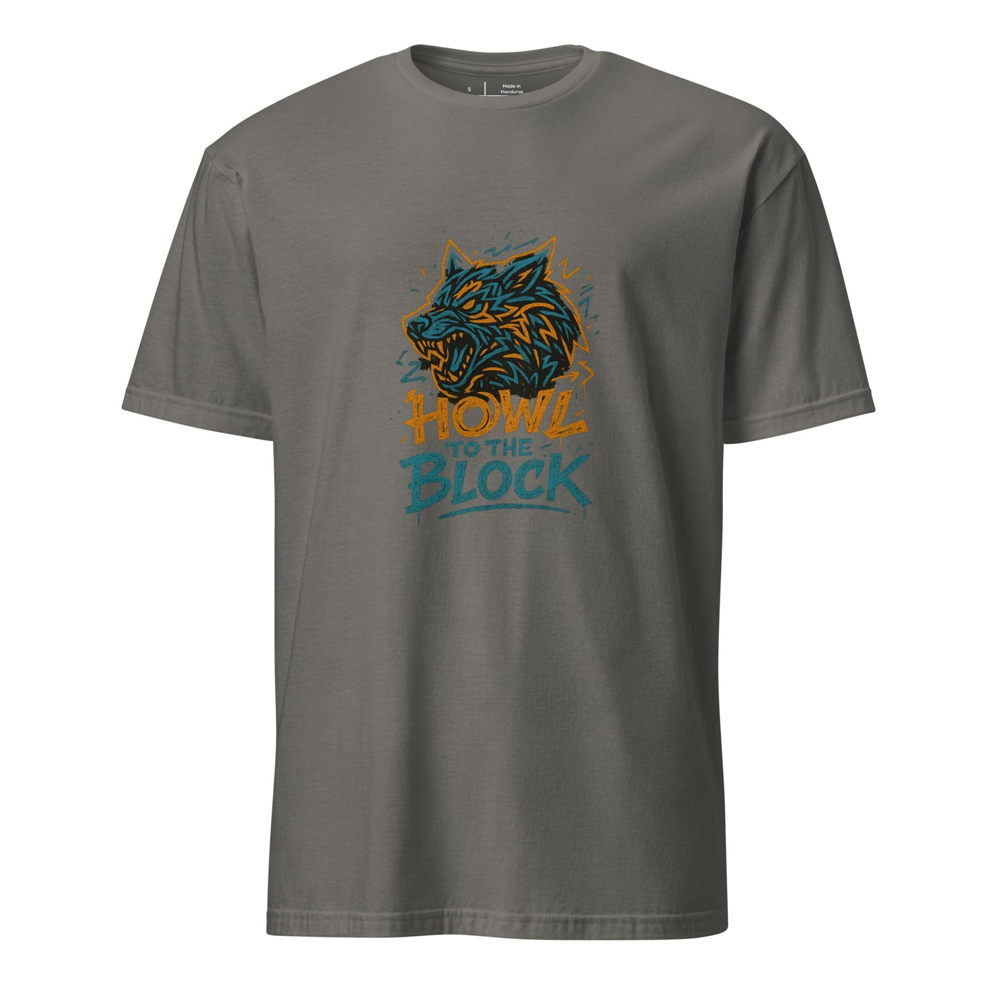 Graffiti Wolf Syndicate – Howl to the Block - Short-Sleeve Unisex T-Shirt - Graphic Tee - Charcoal - Front