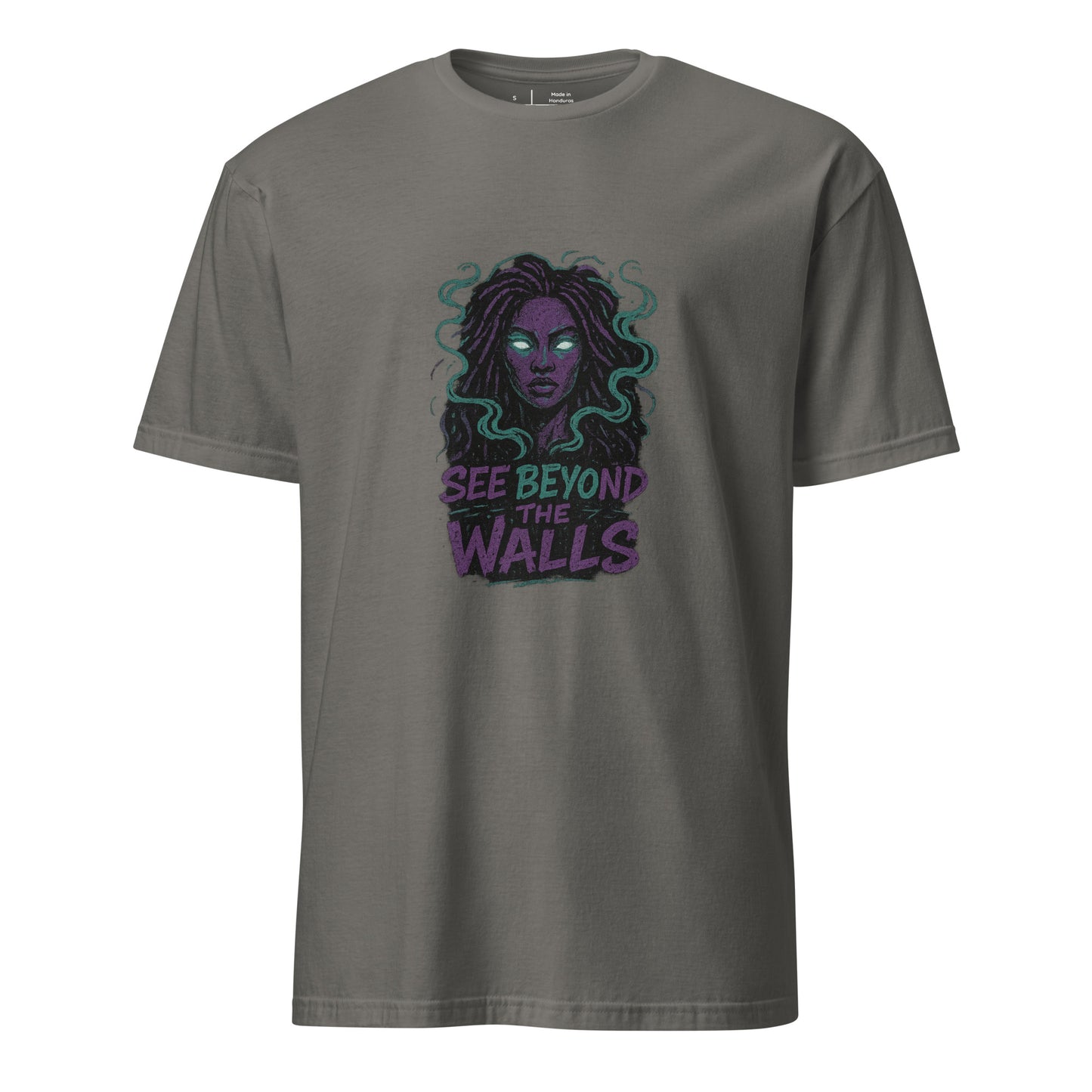Alleyway Oracle – See Beyond the Walls - Short-Sleeve Unisex T-Shirt - Graphic Tee - Charcoal - Front