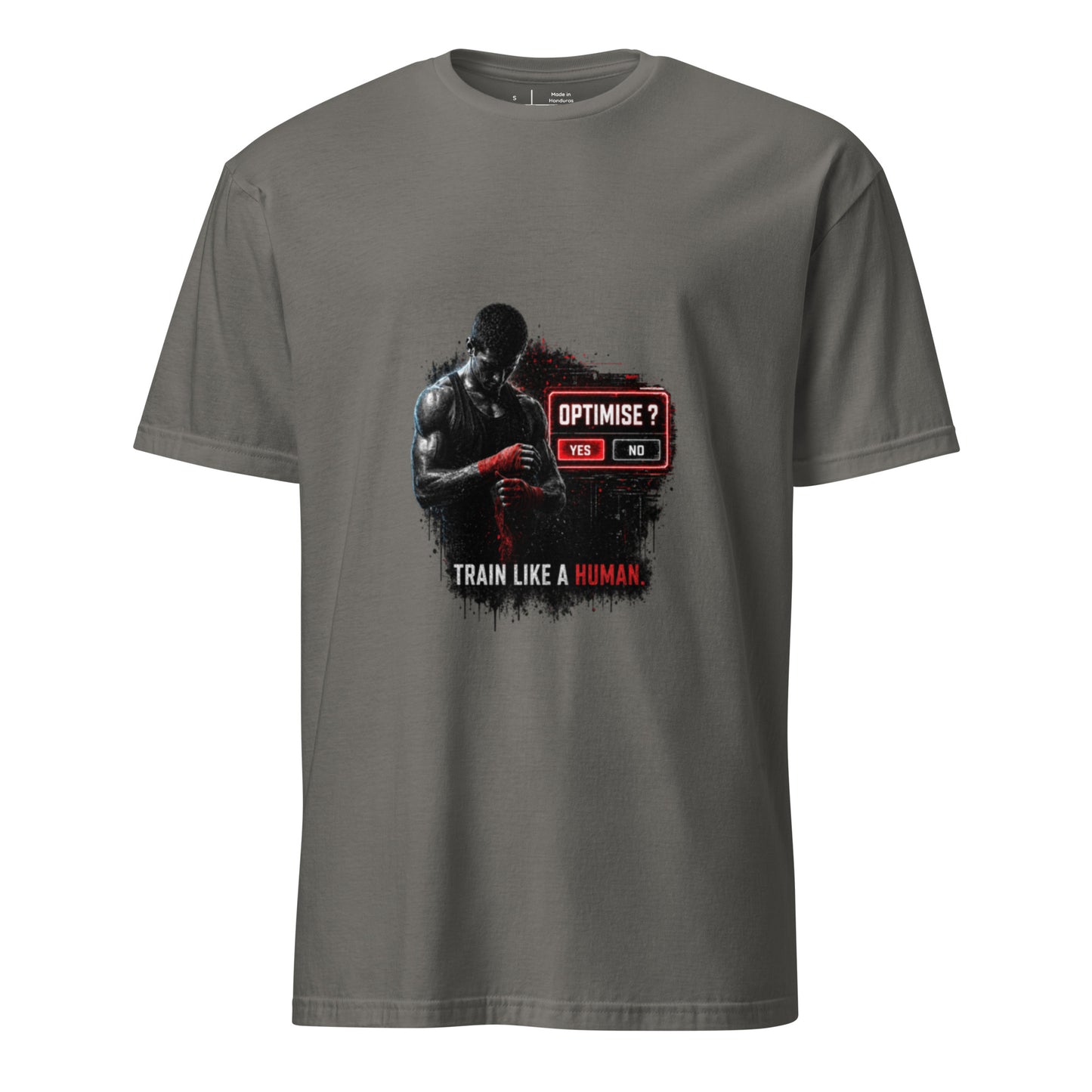 Train Like A Human – Gritty Sport Streetwear - Short-Sleeve Unisex T-Shirt - Graphic Tee - Charcoal - Front