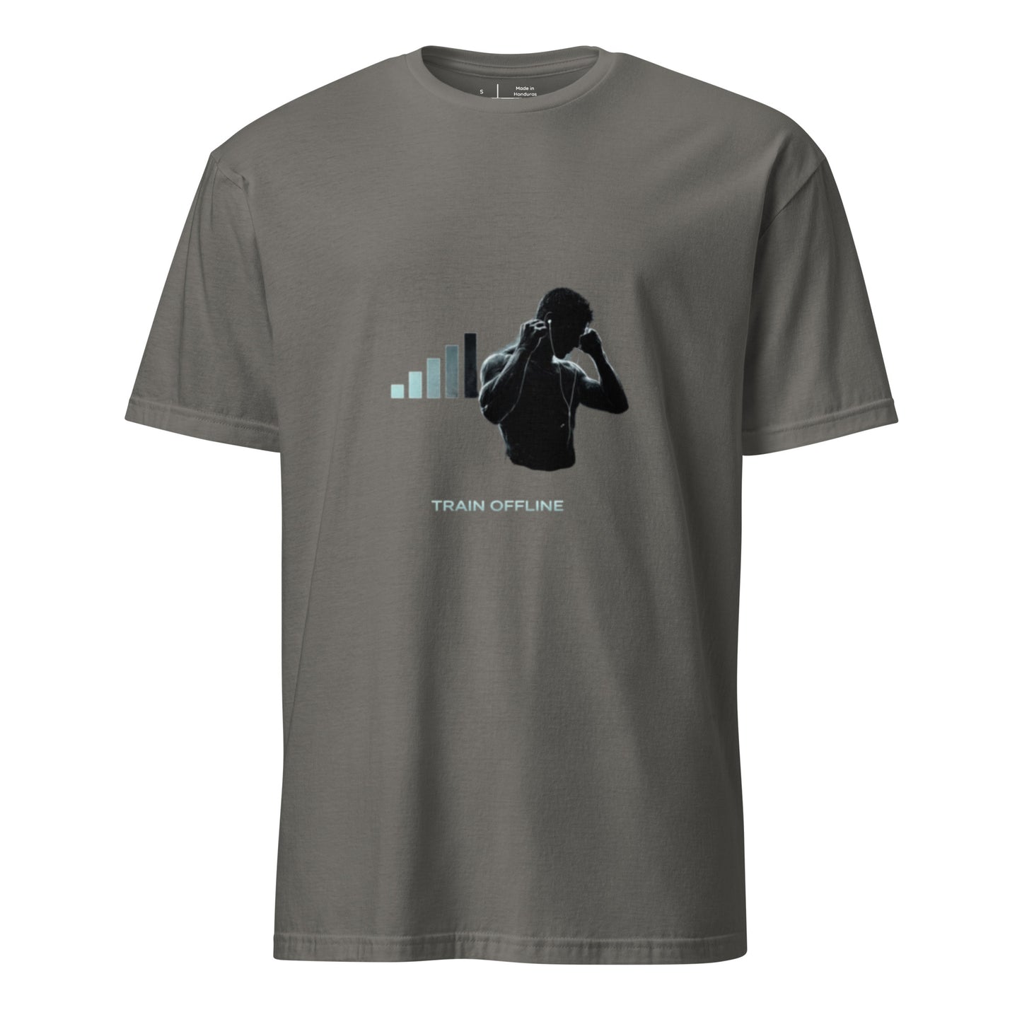 Train Offline – Minimal Gym - Short-Sleeve Unisex T-Shirt - Graphic Tee - Charcoal - Front