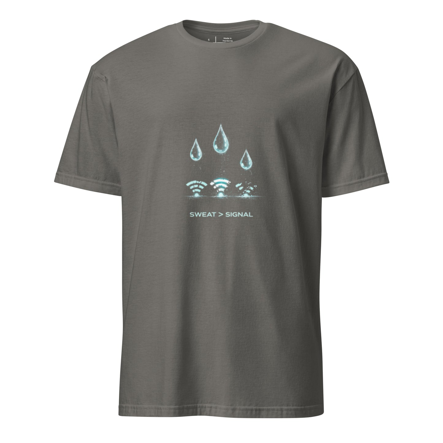 Sweat > Signal – Minimal Gym - Short-Sleeve Unisex T-Shirt - Graphic Tee - Charcoal - Front