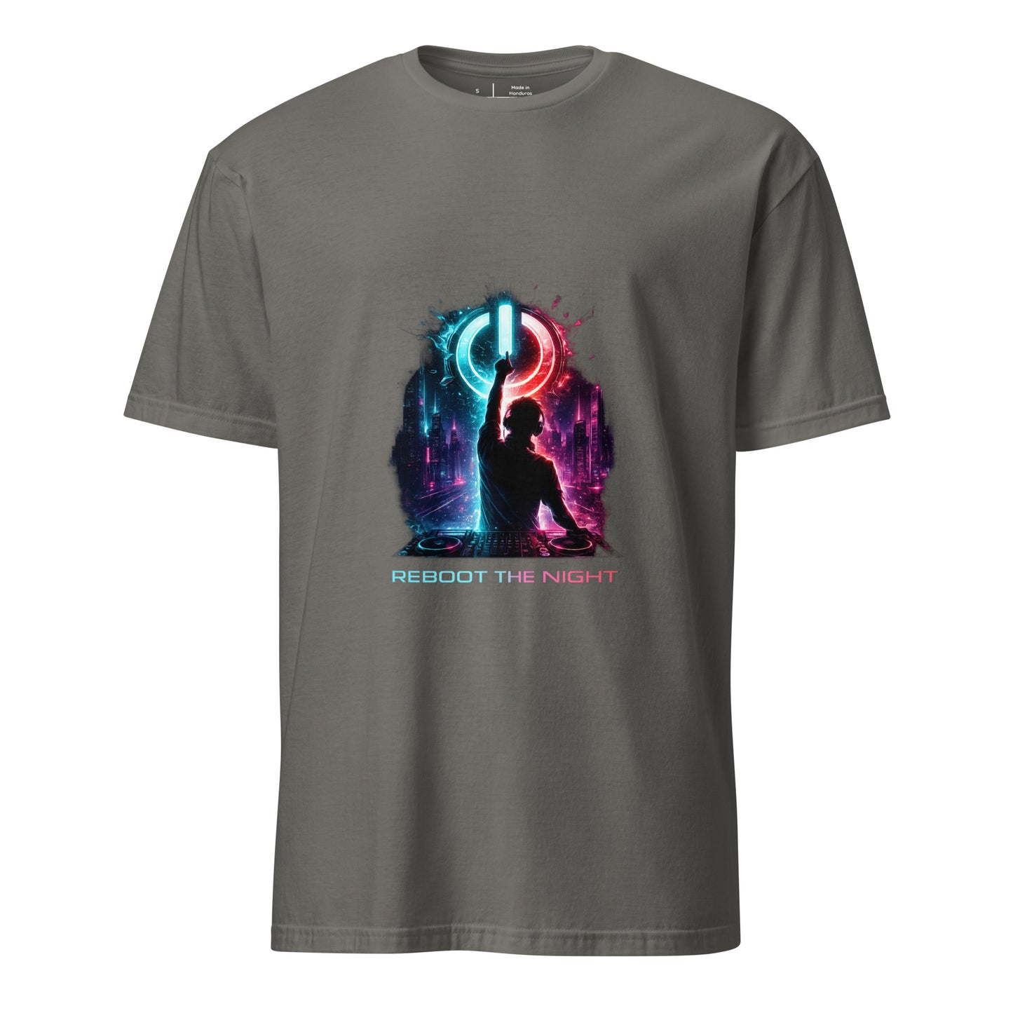 Reboot The Night – Cyber Club - Short-Sleeve Unisex T-Shirt -- Graphic Tee - Charcoal - Front