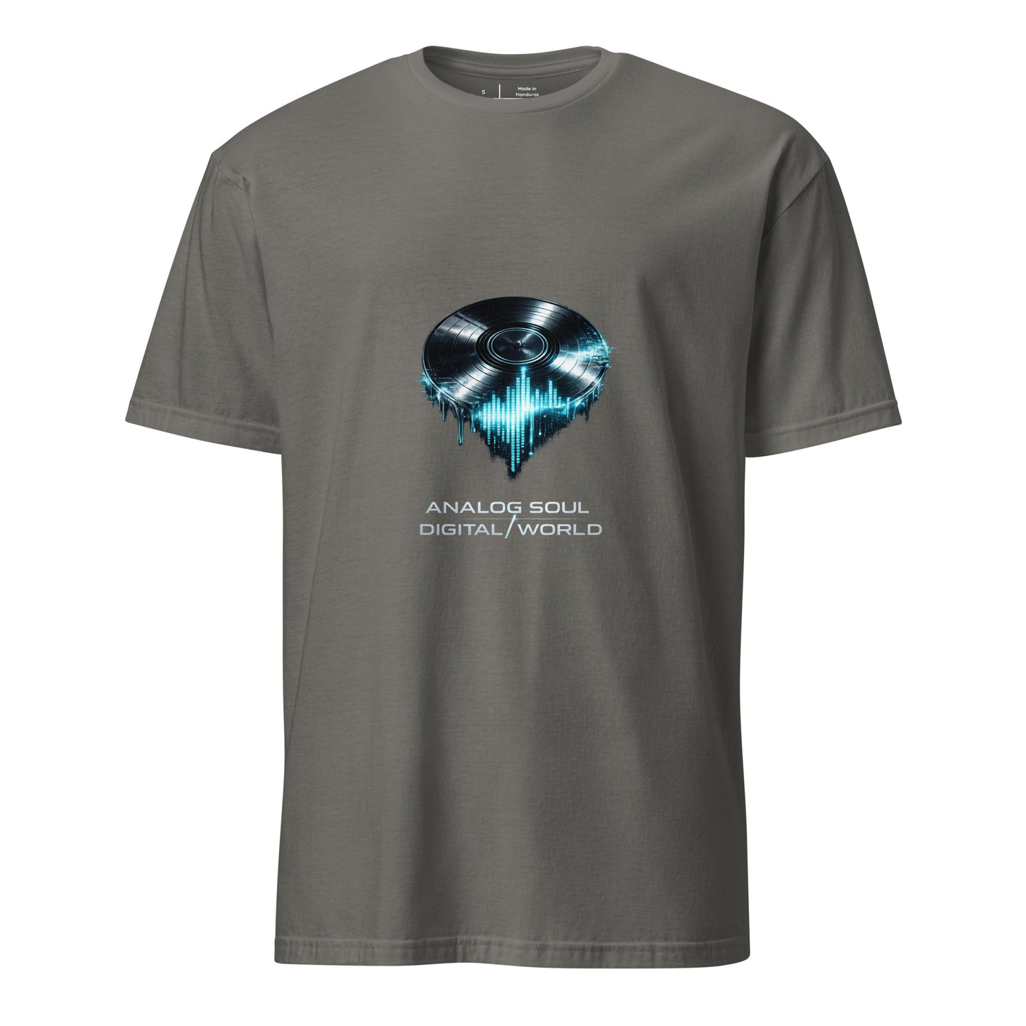 Analog Soul / Digital World – Retro Cyber Music - Short-Sleeve Unisex T-Shirt - Graphic Tee - Charcoal - Front