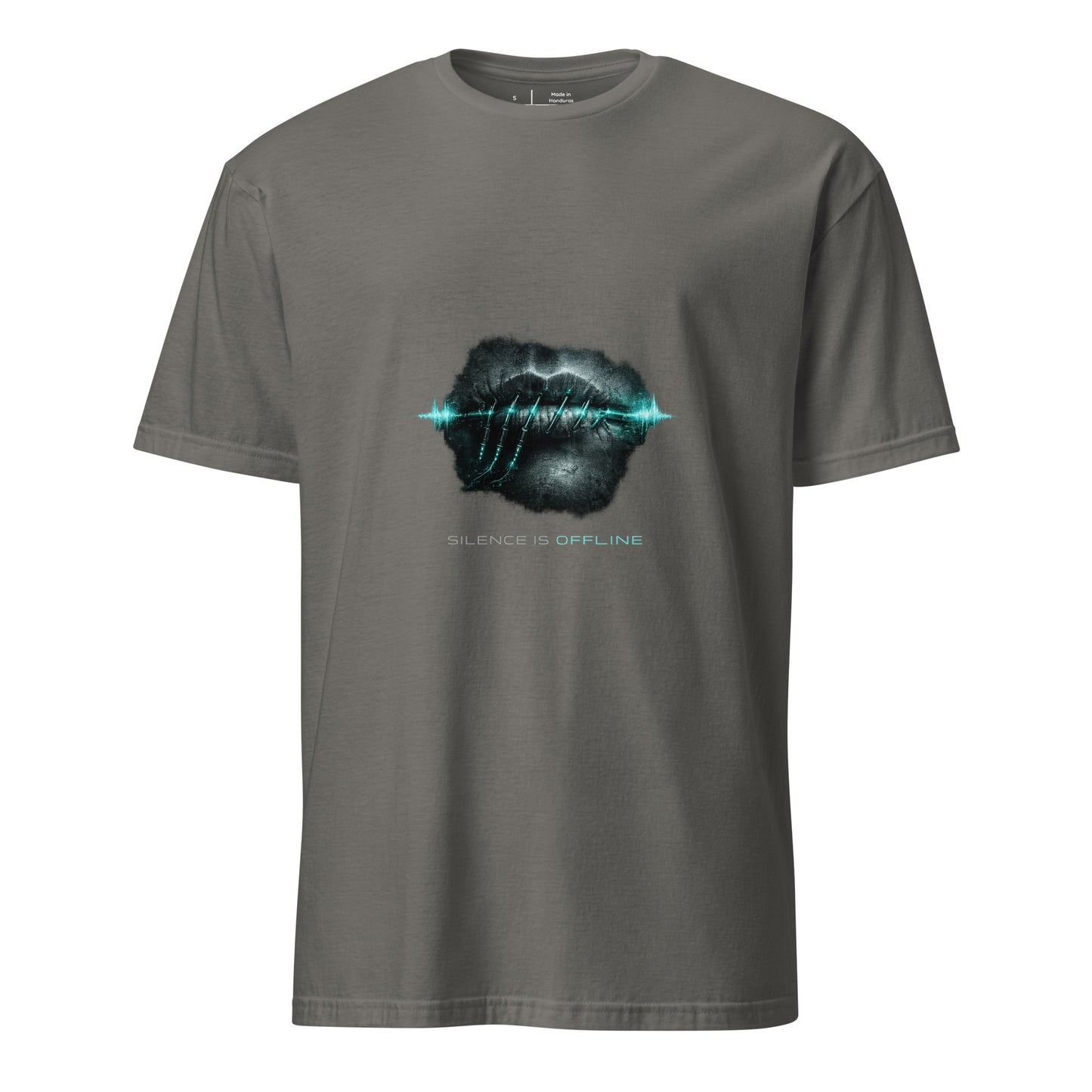 Silence Is Offline – Dark Cyber - Short-Sleeve Unisex T-Shirt - Graphic Tee - Charcoal - Front