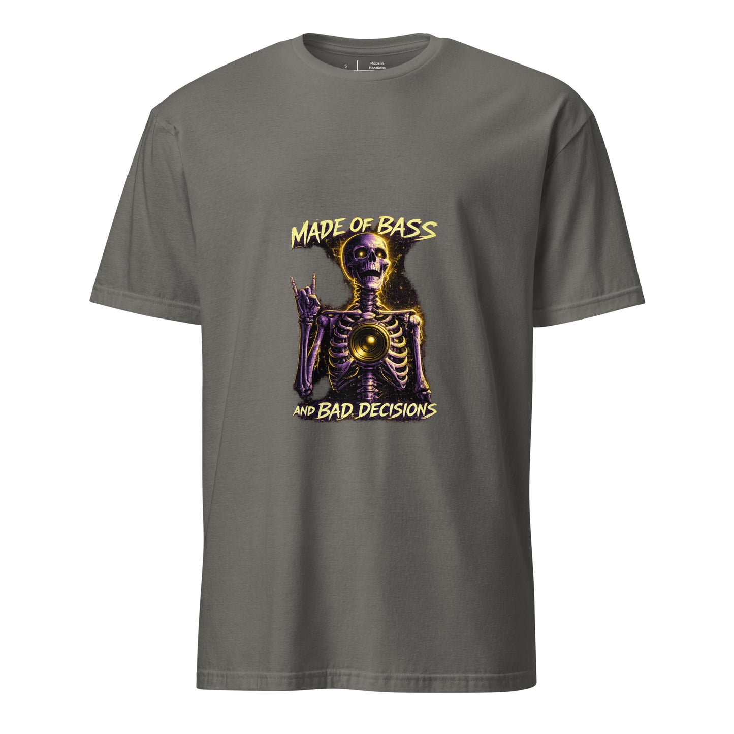 Made Of Bass And Bad Decisions – Cyber Rave - Short-Sleeve Unisex T-Shirt - Graphic Tee - Charcoal - Front