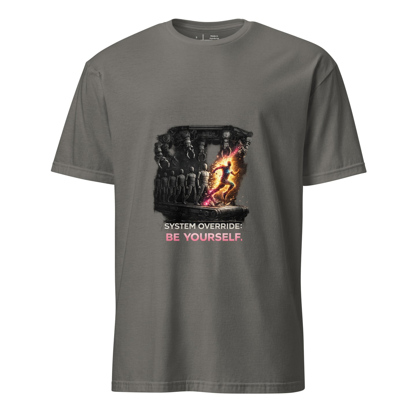 Be Yourself: System Override – Individuality Statement - Short-Sleeve Unisex T-Shirt - Graphic Tee - Charcoal - Front