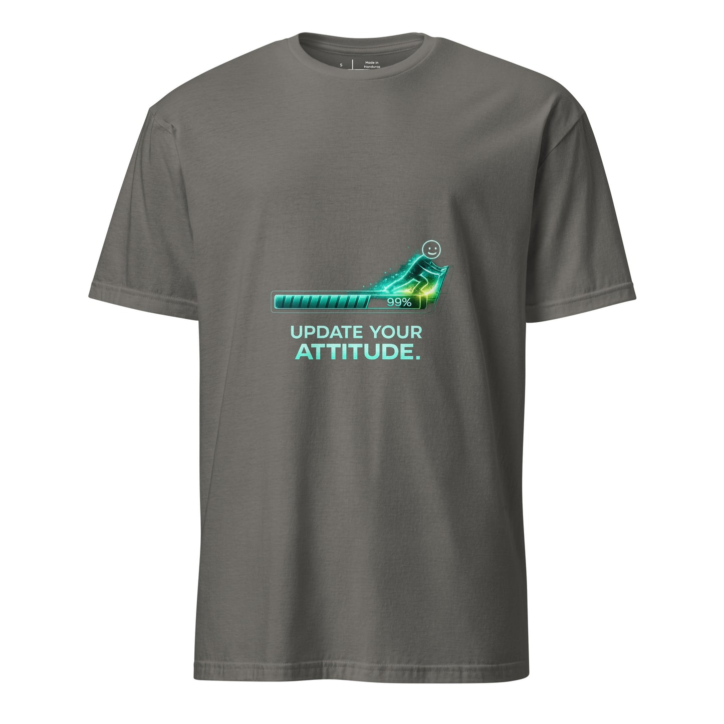 Attitude Update – Positive Upgrade - Short-Sleeve Unisex T-Shirt - Graphic Tee - Charcoal - Front