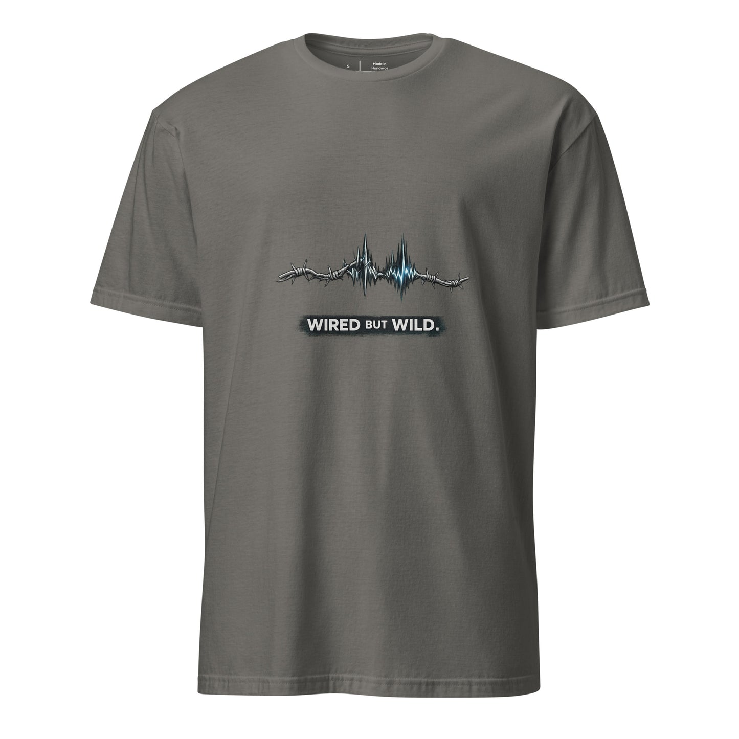 Wired But Wild – Urban Audio - Short-Sleeve Unisex T-Shirt - Graphic Tee - Charcoal - Front
