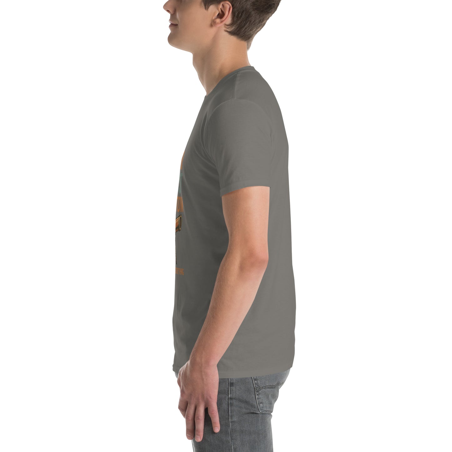 Never Trust An Atom - Science Joke - Short-Sleeve Unisex T-Shirt - Graphic Tee - Charcoal - Left side