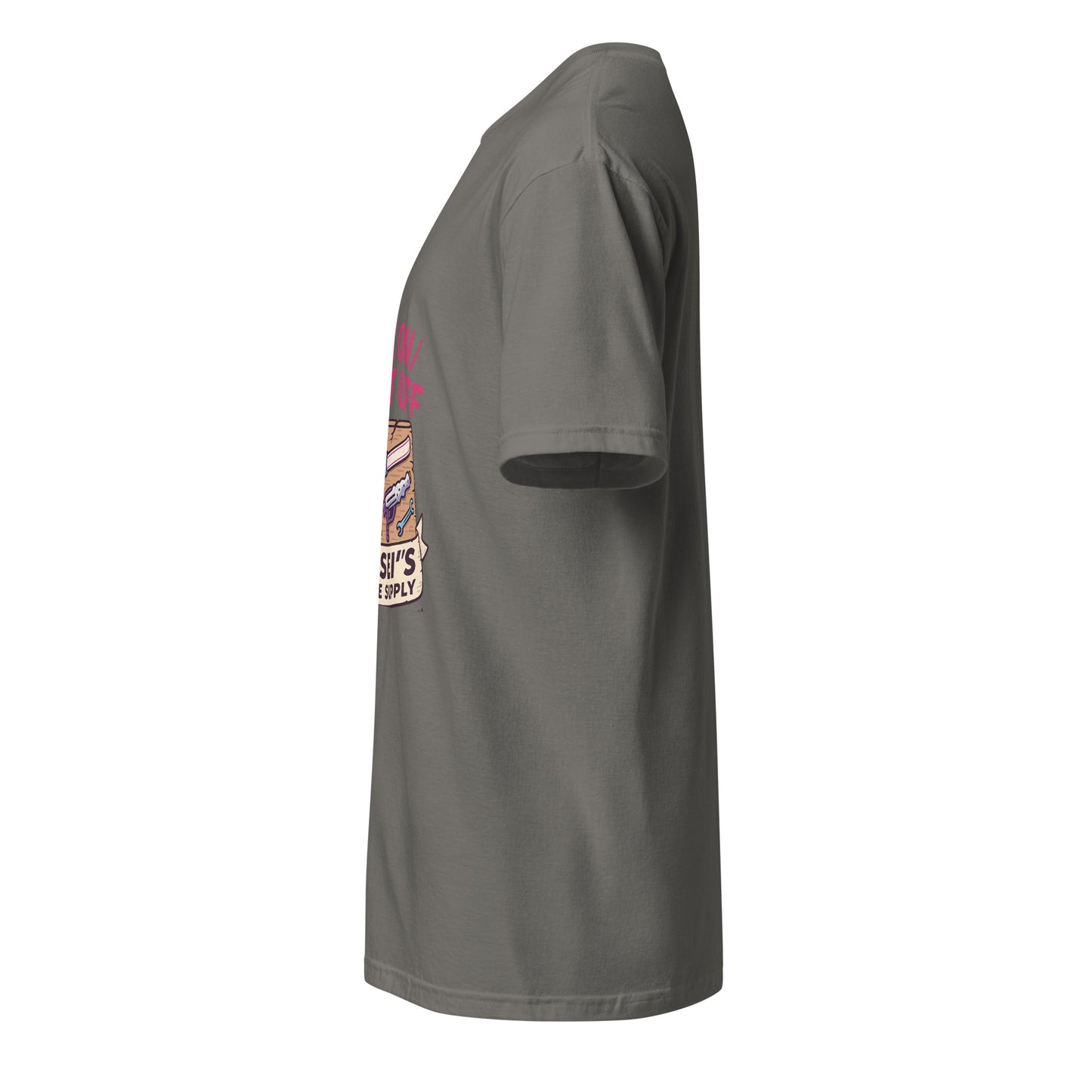 Wax On/Blast Off – Retro Karate Space - Short-Sleeve Unisex T-Shirt - Graphic Tee - Charcoal - Left side