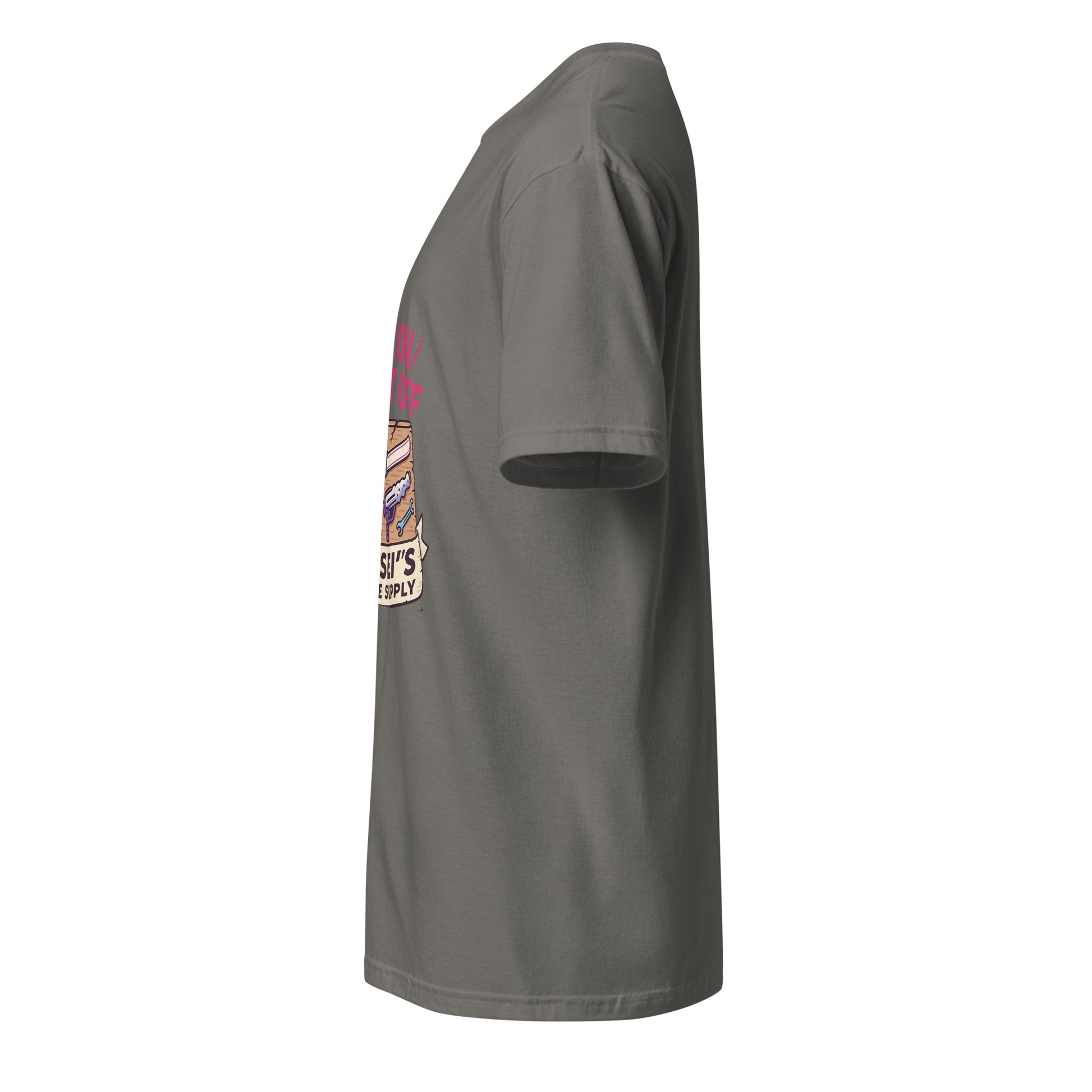Wax On/Blast Off – Retro Karate Space - Short-Sleeve Unisex T-Shirt - Graphic Tee - Charcoal - Left side