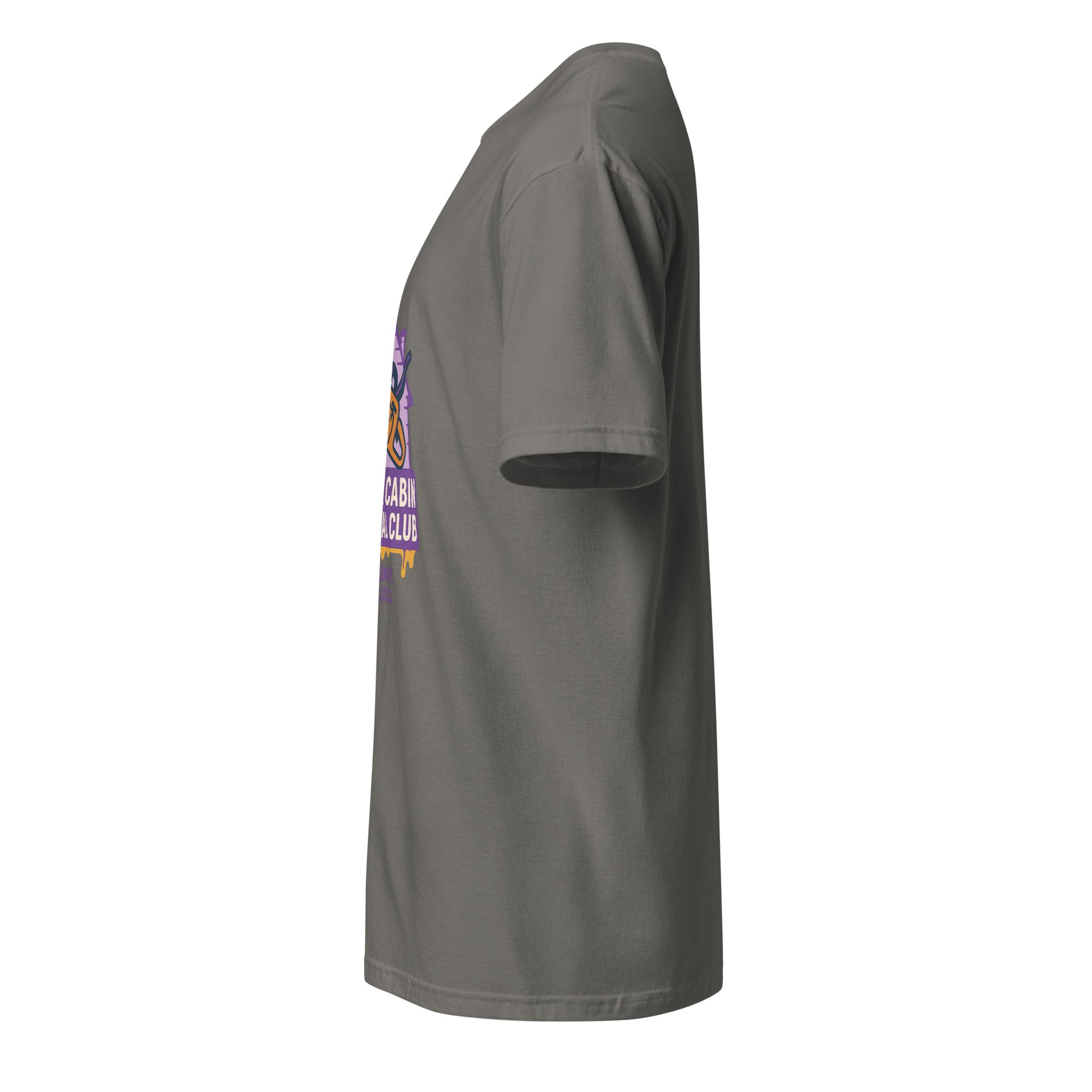 Groovy Cabin- Retro Horror Vibes - Short-Sleeve Unisex T-Shirt - Graphic Tee - Charcoal - Left side