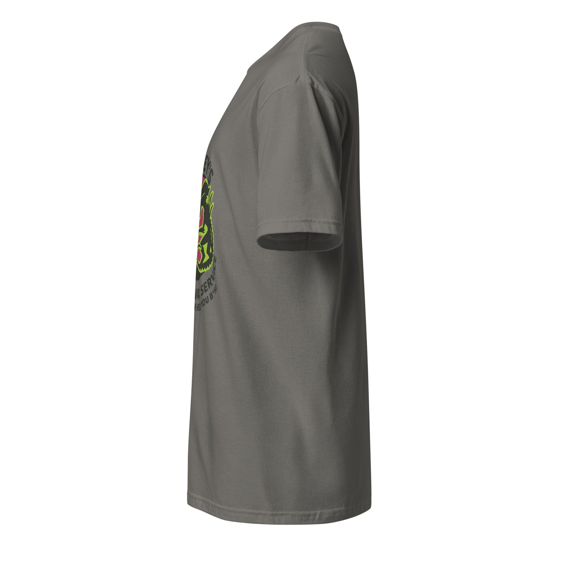 Ripley’s Bug Removal Service – Sci-Fi Parody - Short-Sleeve Unisex T-Shirt - Graphic Tee - Charcoal - Left side