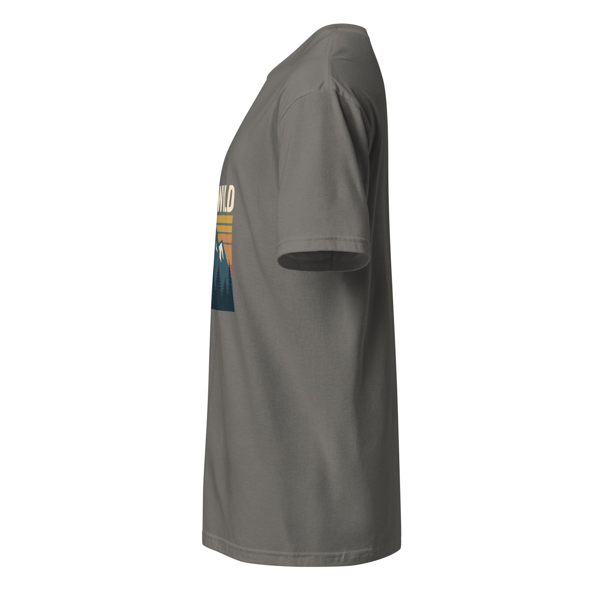 Stay Wild – Embrace The Adventure - Short-Sleeve Unisex T-Shirt - Graphic Tee - Charcoal - Left side