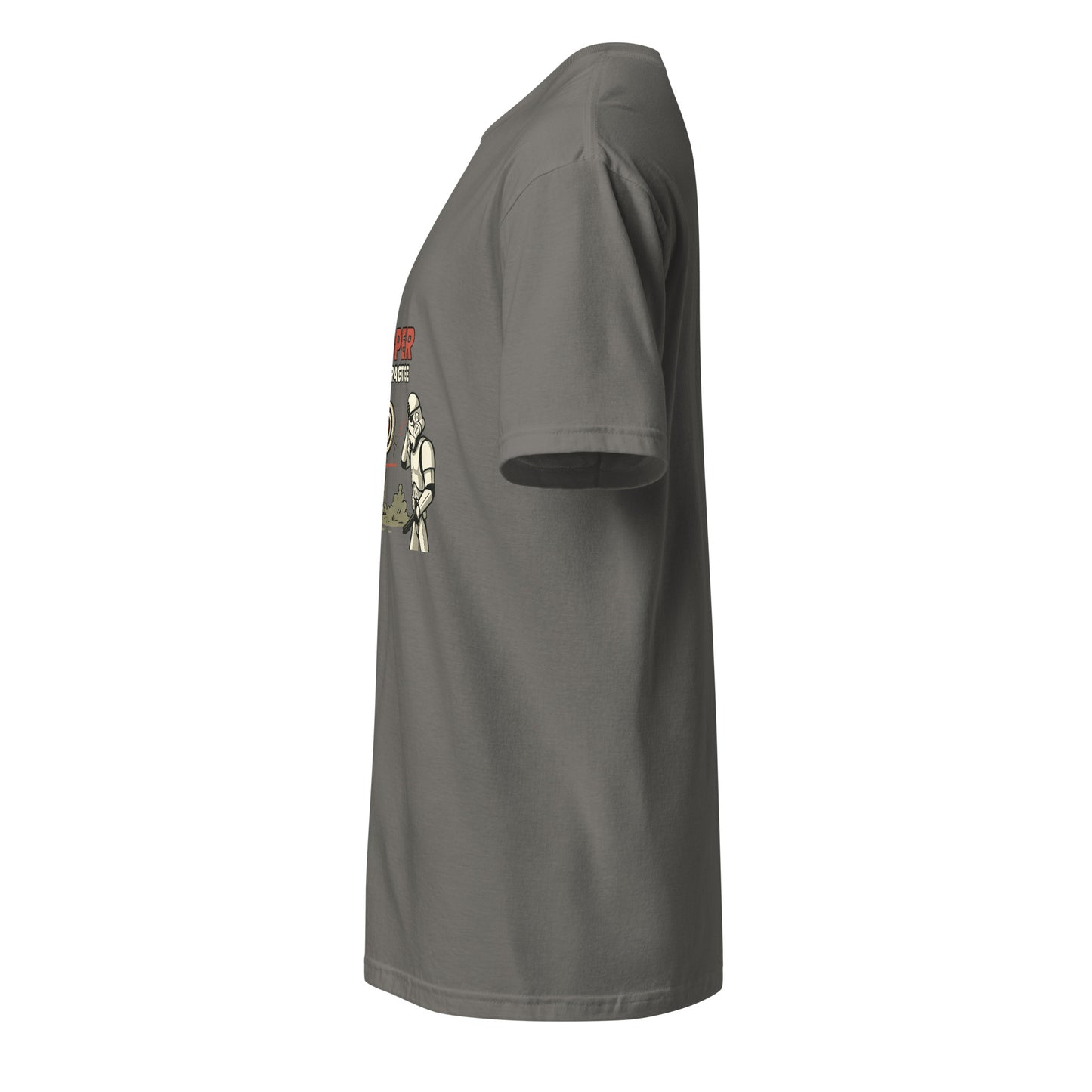 Trooper Target Practice – Aiming's Overrated Anyway - Short-Sleeve Unisex T-Shirt - Graphic Tee - Charcoal - Left side