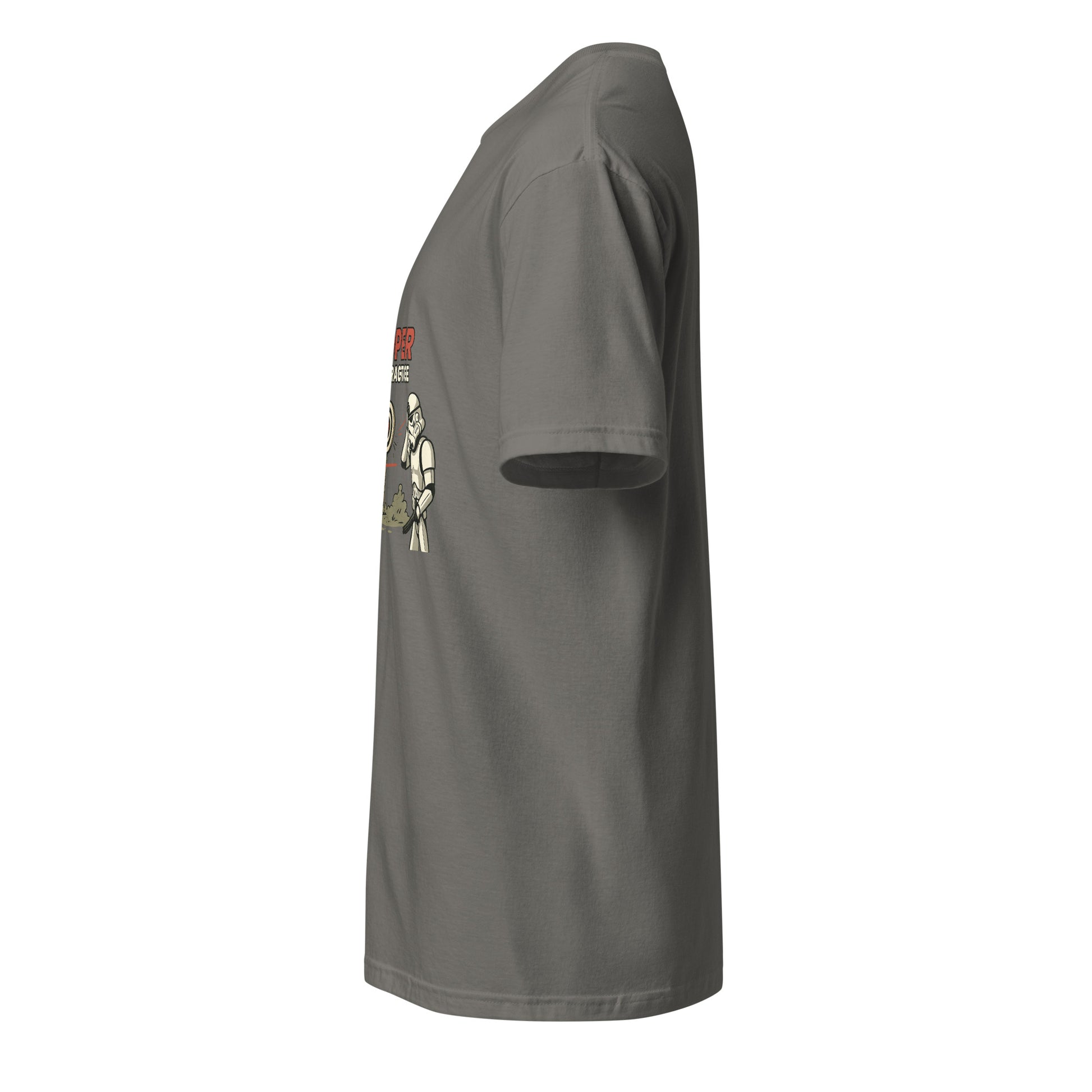 Trooper Target Practice – Aiming's Overrated Anyway - Short-Sleeve Unisex T-Shirt - Graphic Tee - Charcoal - Left side