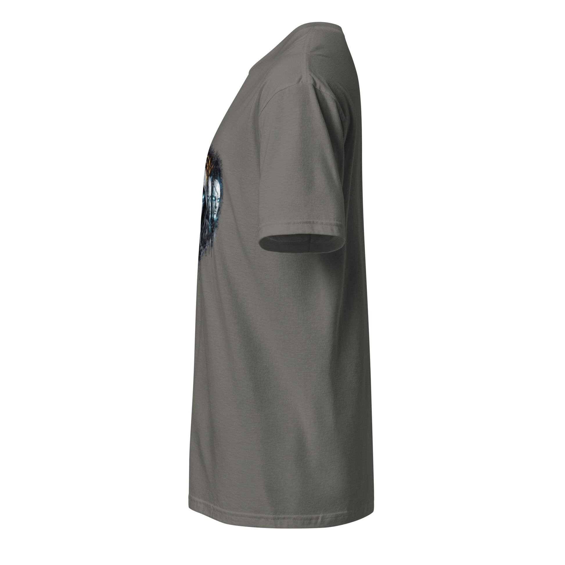 Digital Mask Society – Identity & Anonymity - Short-Sleeve Unisex T-Shirt - Graphic Tee - Charcoal - Left side