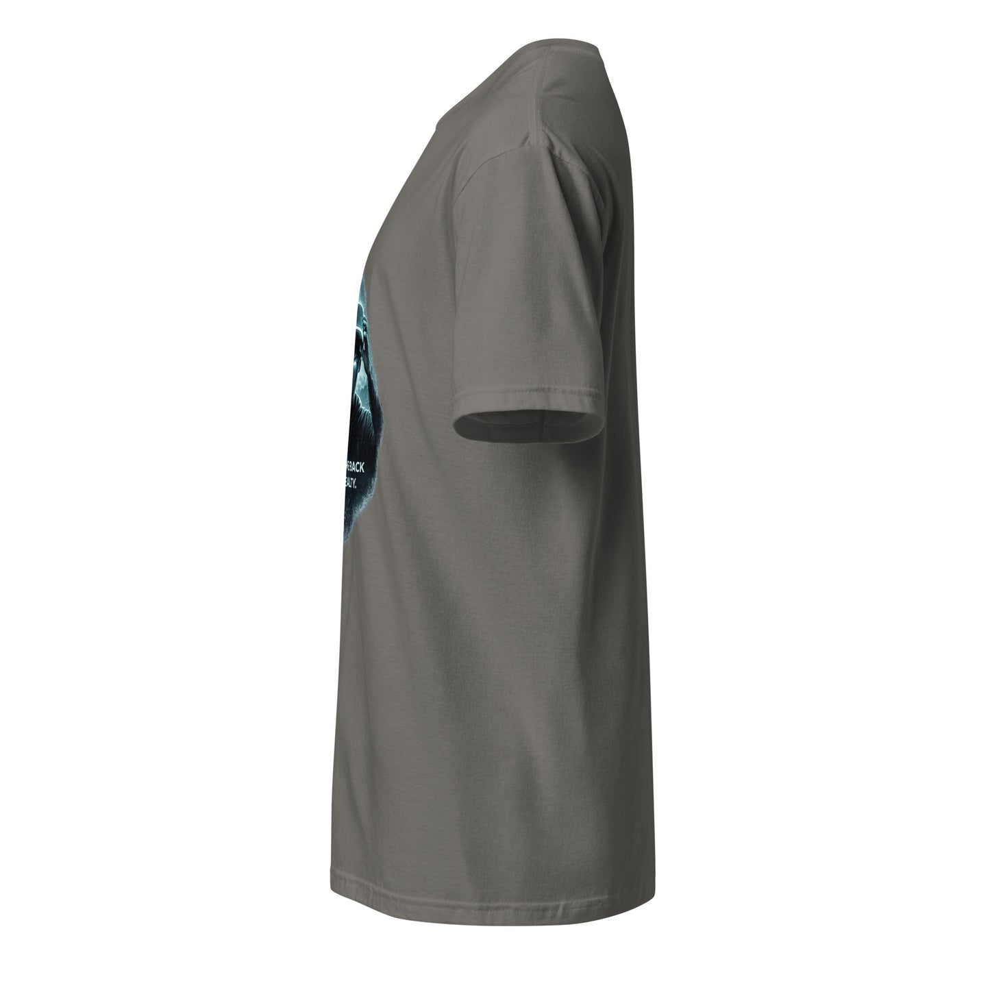 Welcome Back To Reality – Minimal Tech Noir - Short-Sleeve Unisex T-Shirt - Graphic Tee - Charcoal - Left side