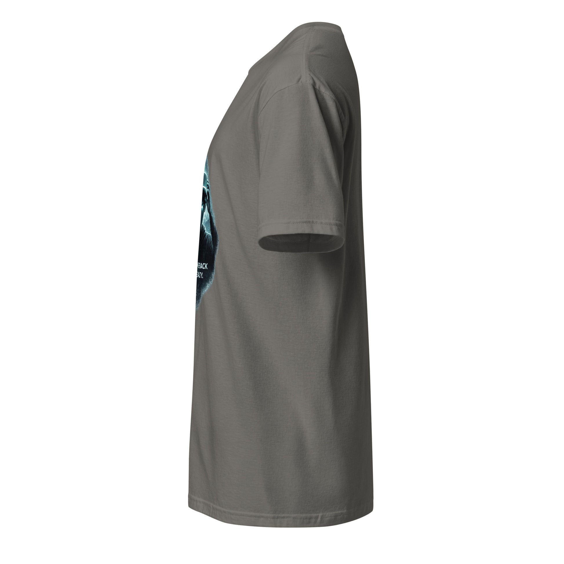 Welcome Back To Reality – Minimal Tech Noir - Short-Sleeve Unisex T-Shirt - Graphic Tee - Charcoal - Left side