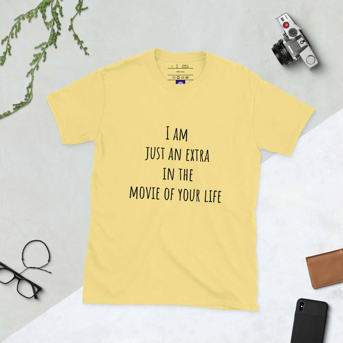 I Am Just An Extra - Cinematic Vibes - Short-Sleeve Unisex T-Shirt - Graphic Tee - Cornsilk - Front