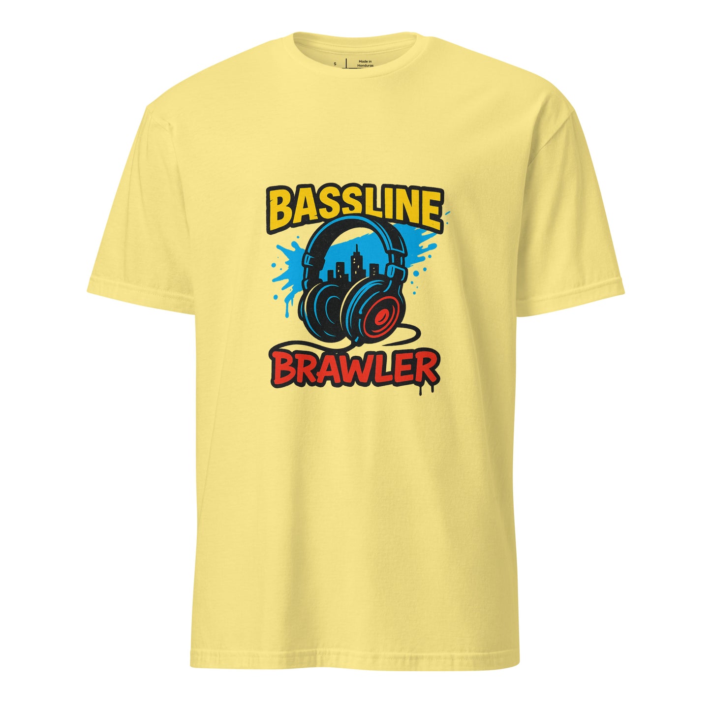 Bassline Brawler - Battle-Ready Beats - Short-Sleeve Unisex T-Shirt - Graphic Tee - Cornsilk - Front