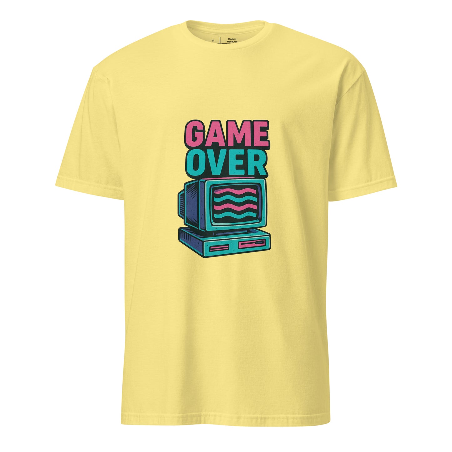 Game Over - Retro Gamer Glitch - Short-Sleeve Unisex T-Shirt - Graphic Tee - Cornsilk - Front