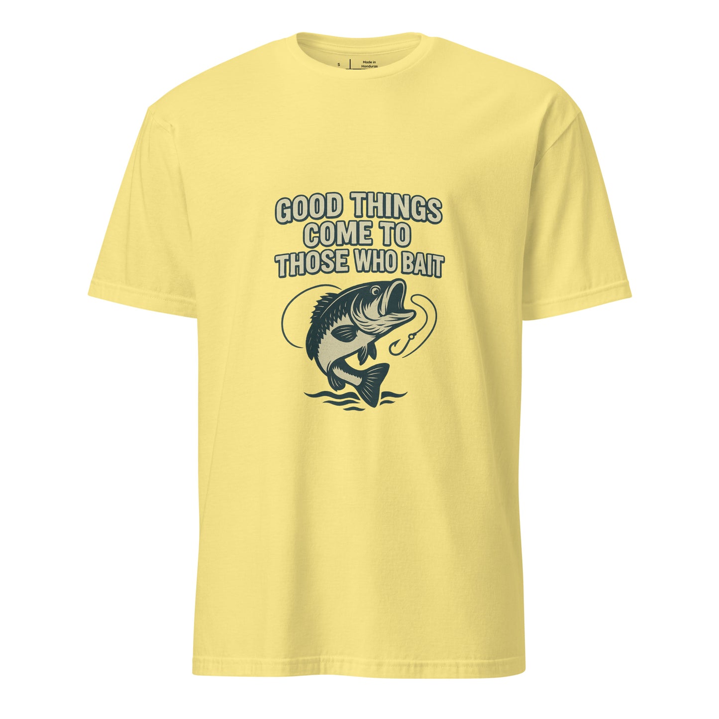 Good Things - Fishing Whitty Saying - Short-Sleeve Unisex T-Shirt - Graphic Tee - Cornsilk - Front
