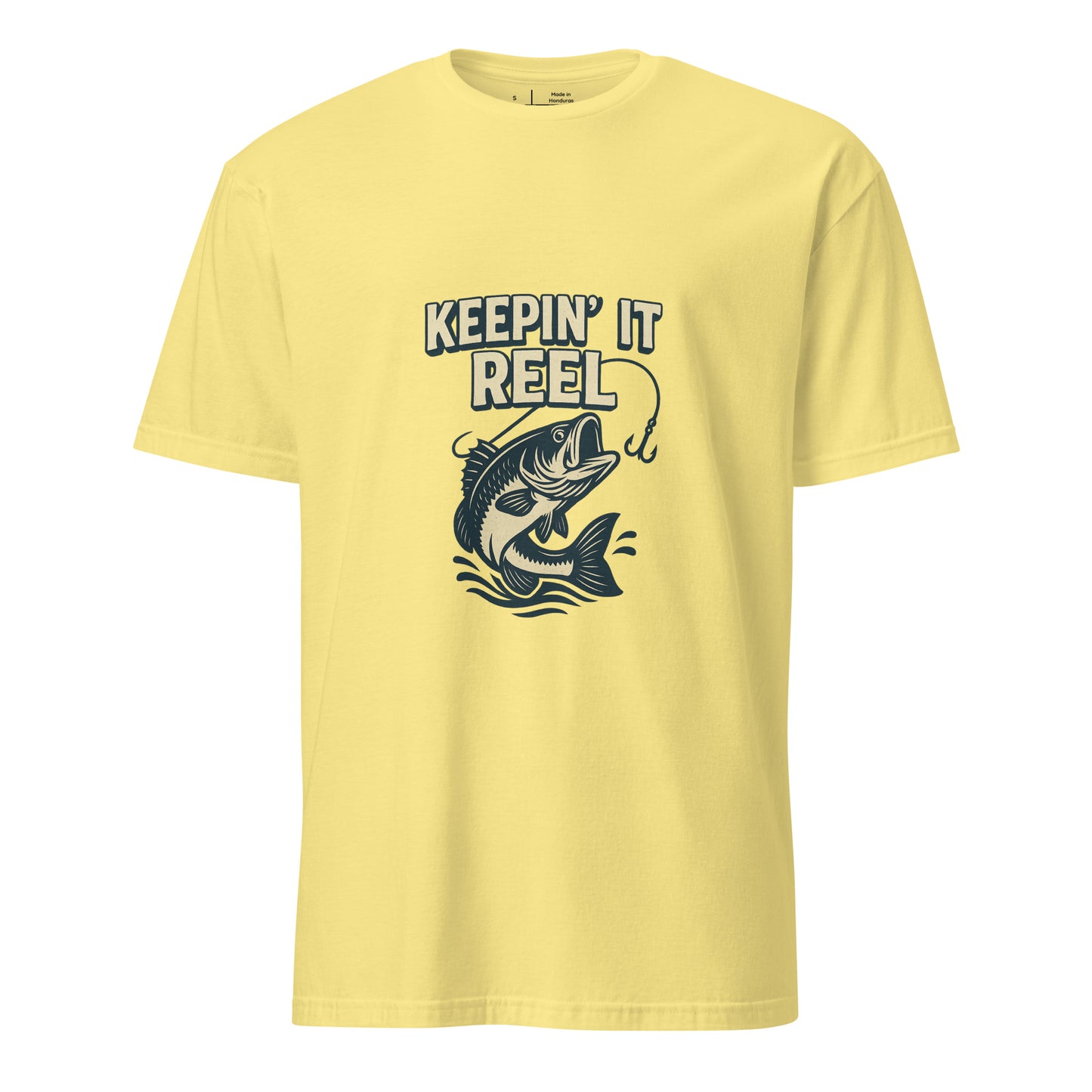 Keepin It Reel - Fishing Slogan - Short-Sleeve Unisex T-Shirt - Graphic Tee - Cornsilk - Front