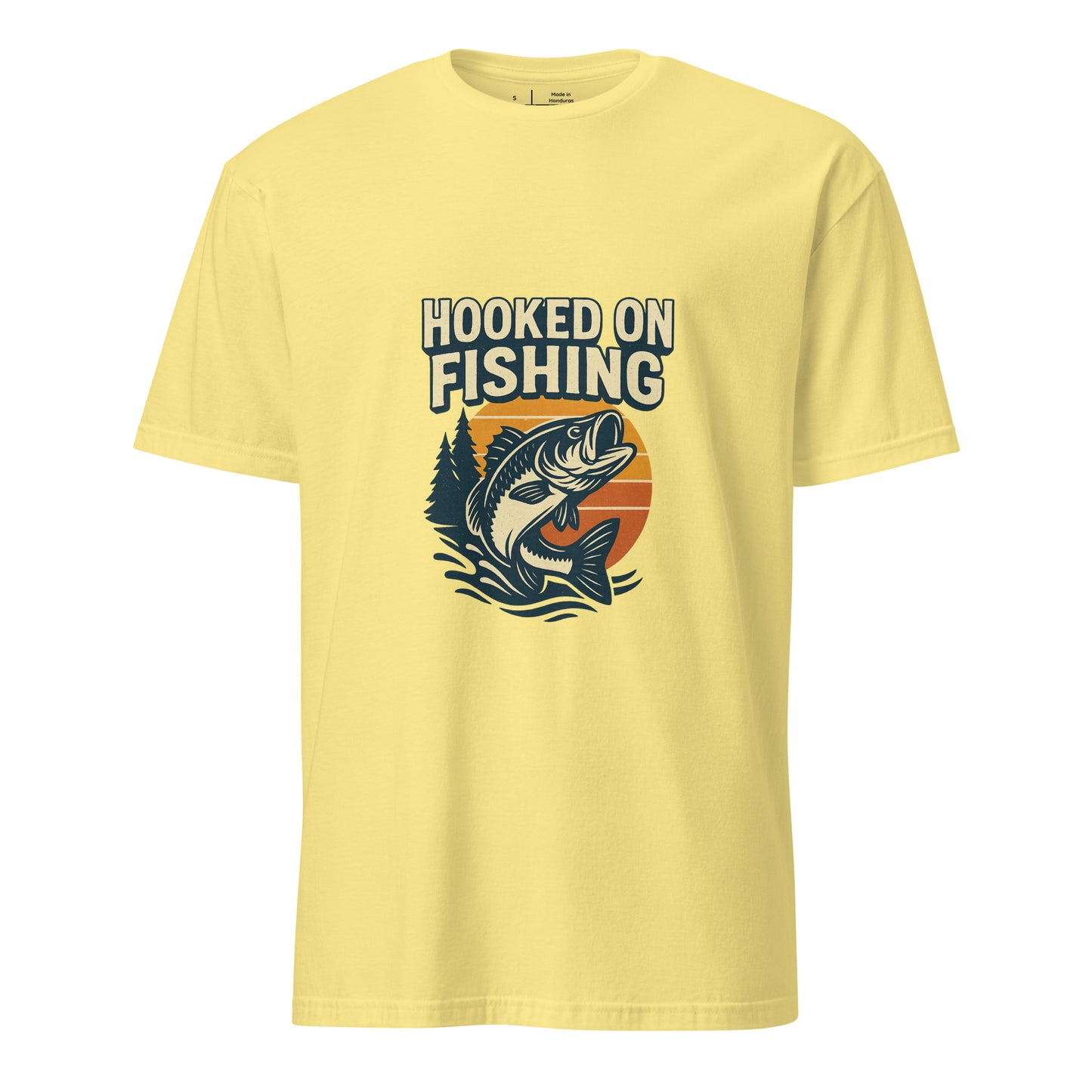Hooked On Fishing - Hobbyist - Short-Sleeve Unisex T-Shirt - Graphic Tee - Cornsilk - Front