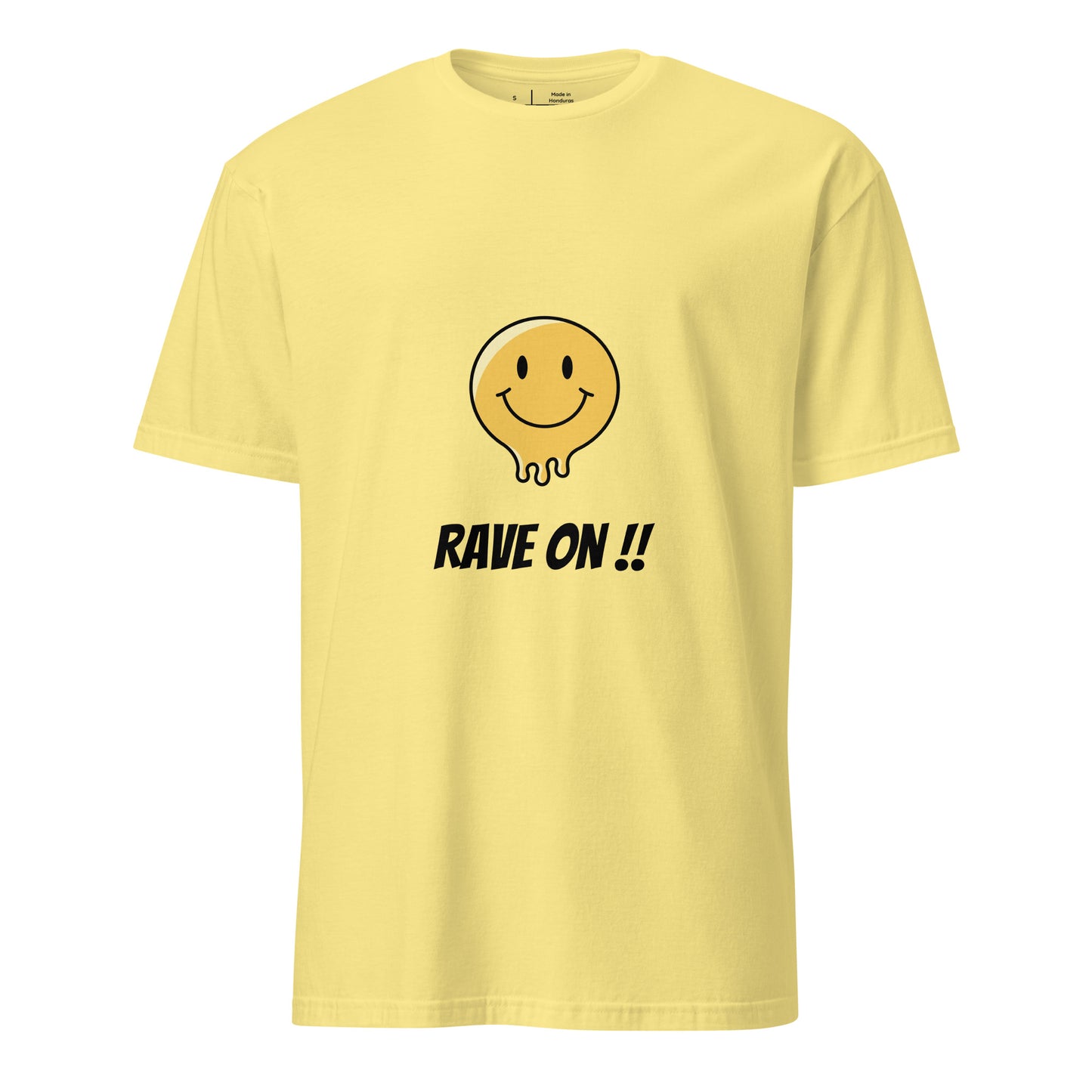 Rave On - Smiley Icon - Short-Sleeve Unisex T-Shirt - Graphic Tee - Cornsilk - Front