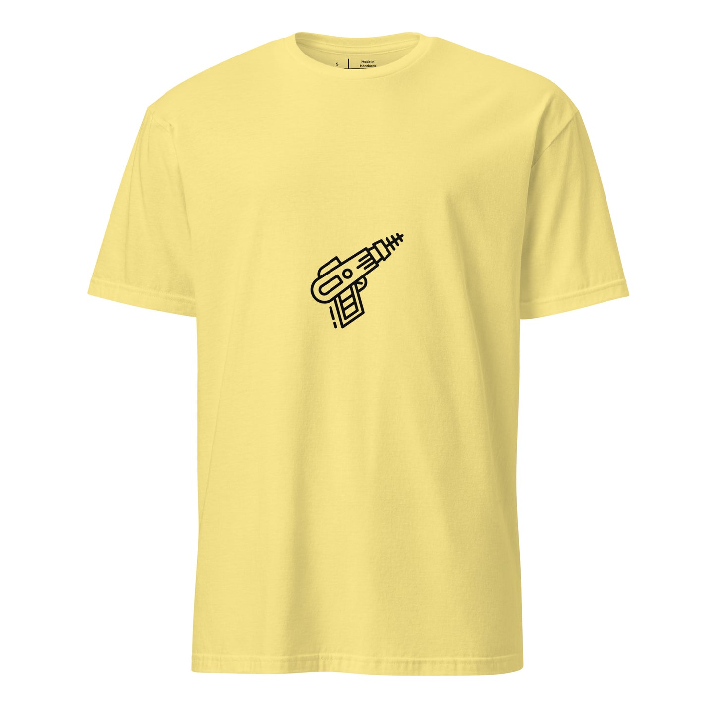 Blasta - Sci-Fi Minimalist Ray Gun - Short-Sleeve Unisex T-Shirt - Graphic Tee - Cornsilk - Front
