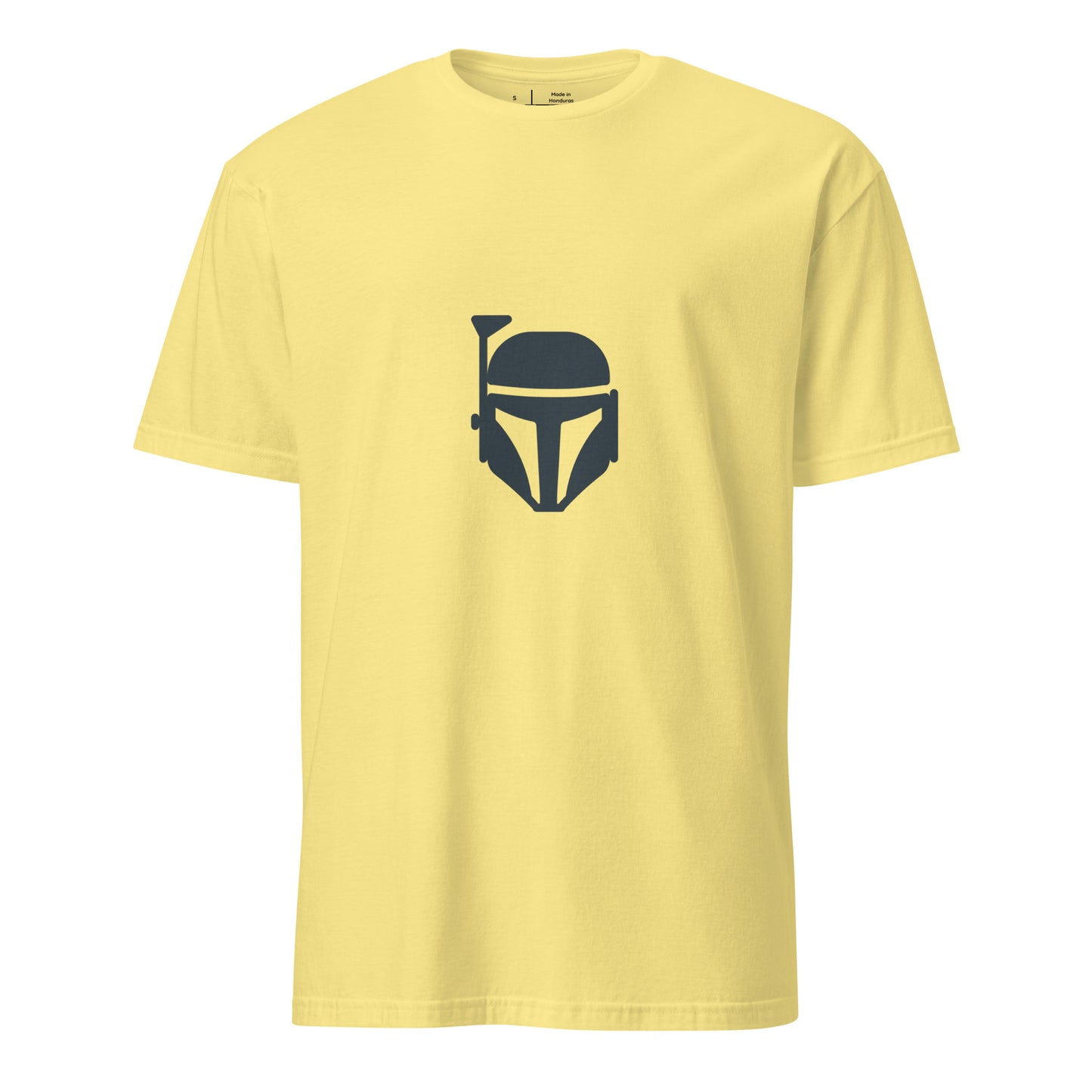 Bounty Hunter - Minimalist Mandalorian Icon - Short-Sleeve Unisex T-Shirt - Graphic Tee - Cornsilk - Front