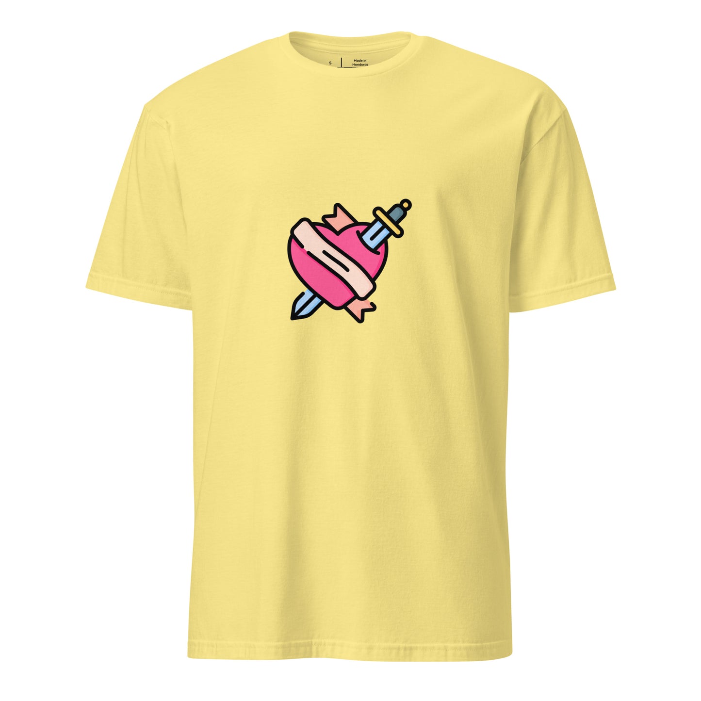 Heart & Dagger - Tattoo-Inspired Art - Short-Sleeve Unisex T-Shirt - Graphic Tee - Cornsilk - Front