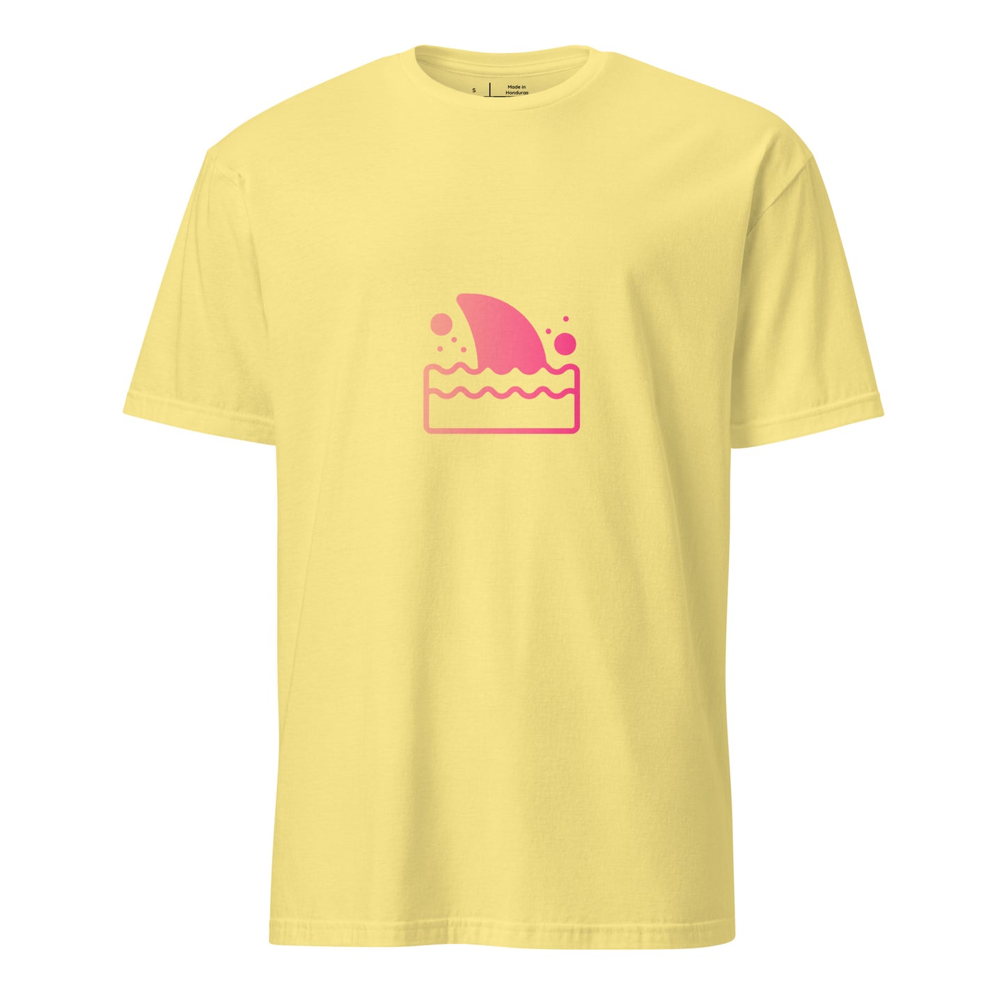 Shark Fin - Pink Hue Minimalist - Short-Sleeve Unisex T-Shirt - Graphic Tee - Cornsilk - Front