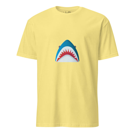 Mr Shark - Cartoon Jaws Pop-Up - Short-Sleeve Unisex T-Shirt - Graphic Tee - Cornsilk - Front